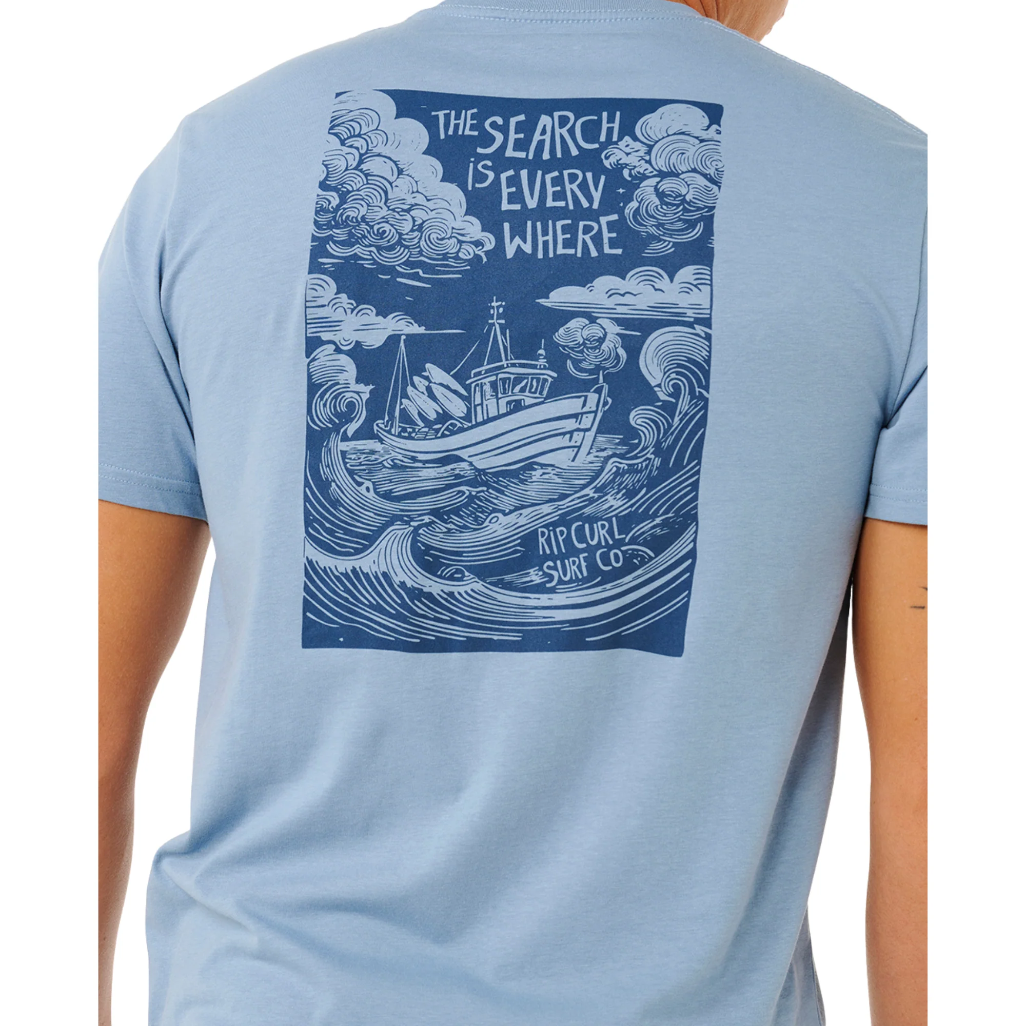 Rip Curl Men's Keep On Trucking Short Sleeve Tee (Faded Denim) - Image 6