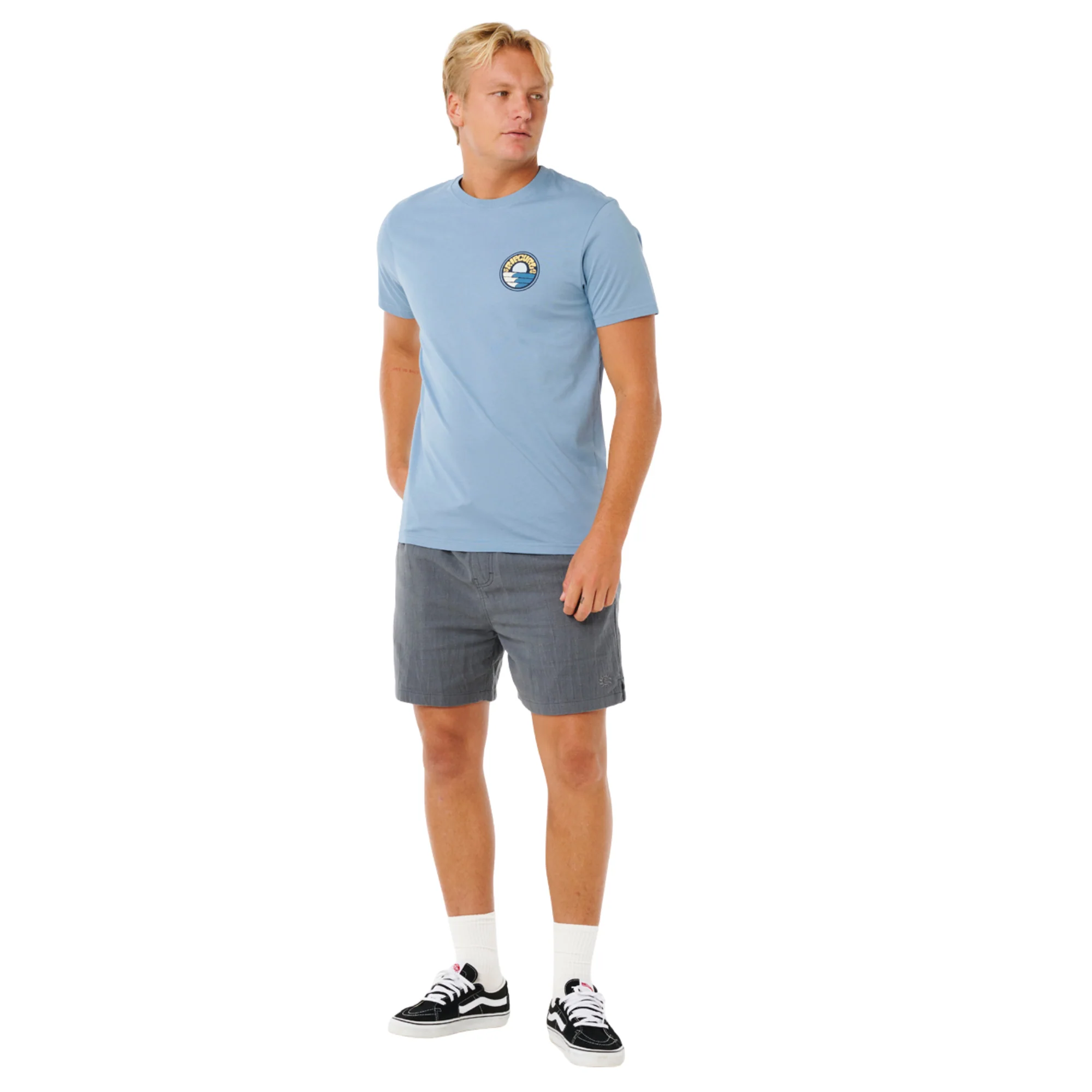 Rip Curl Men's Pacific Rinse Stacked Short Sleeve Tee (Faded Denim) - Image 7