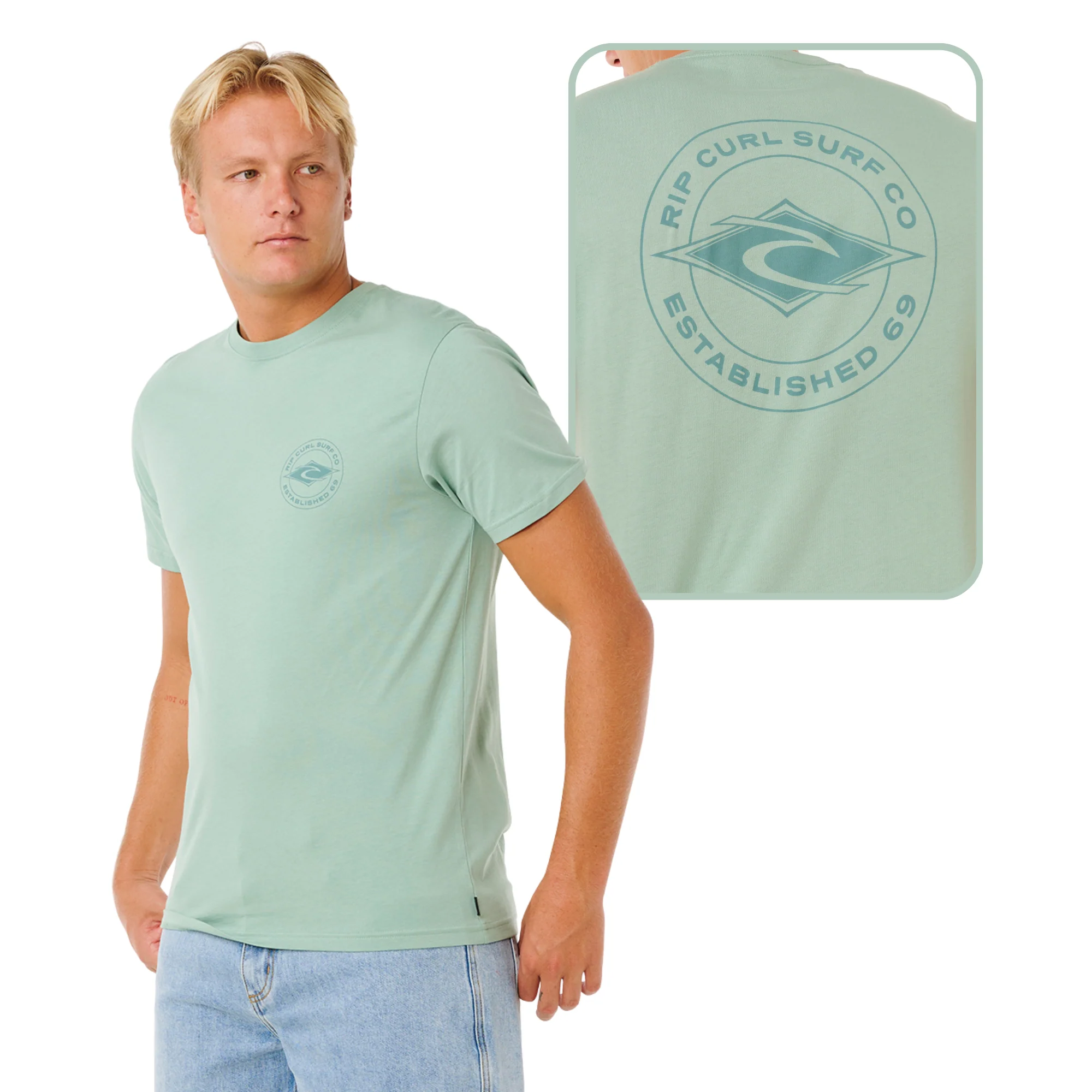 Rip Curl Men's Staple Short Sleeve Tee (Aloe)