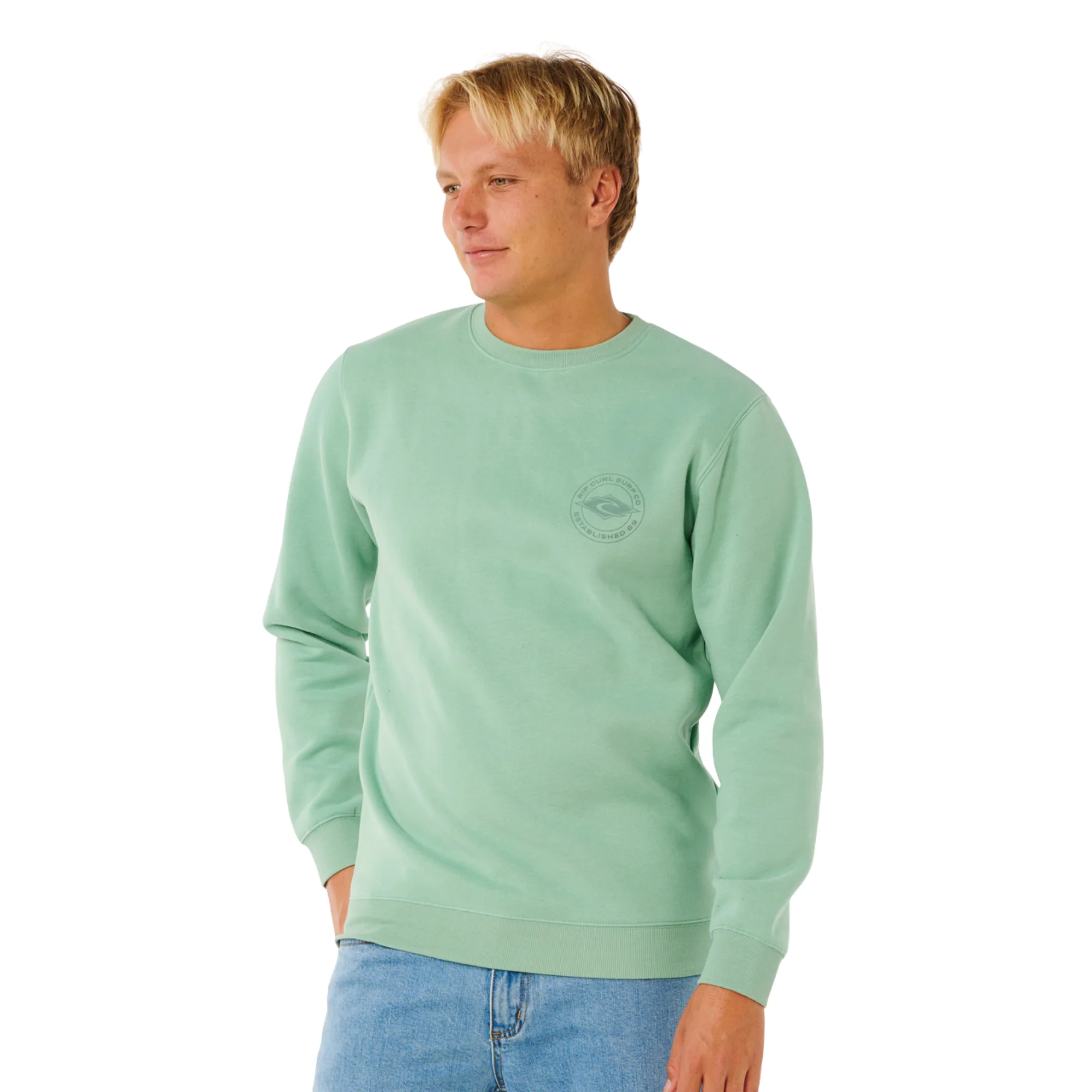 Rip Curl Men's Stapler Crew Neck Sweatshirt (Aloe) - Image 3