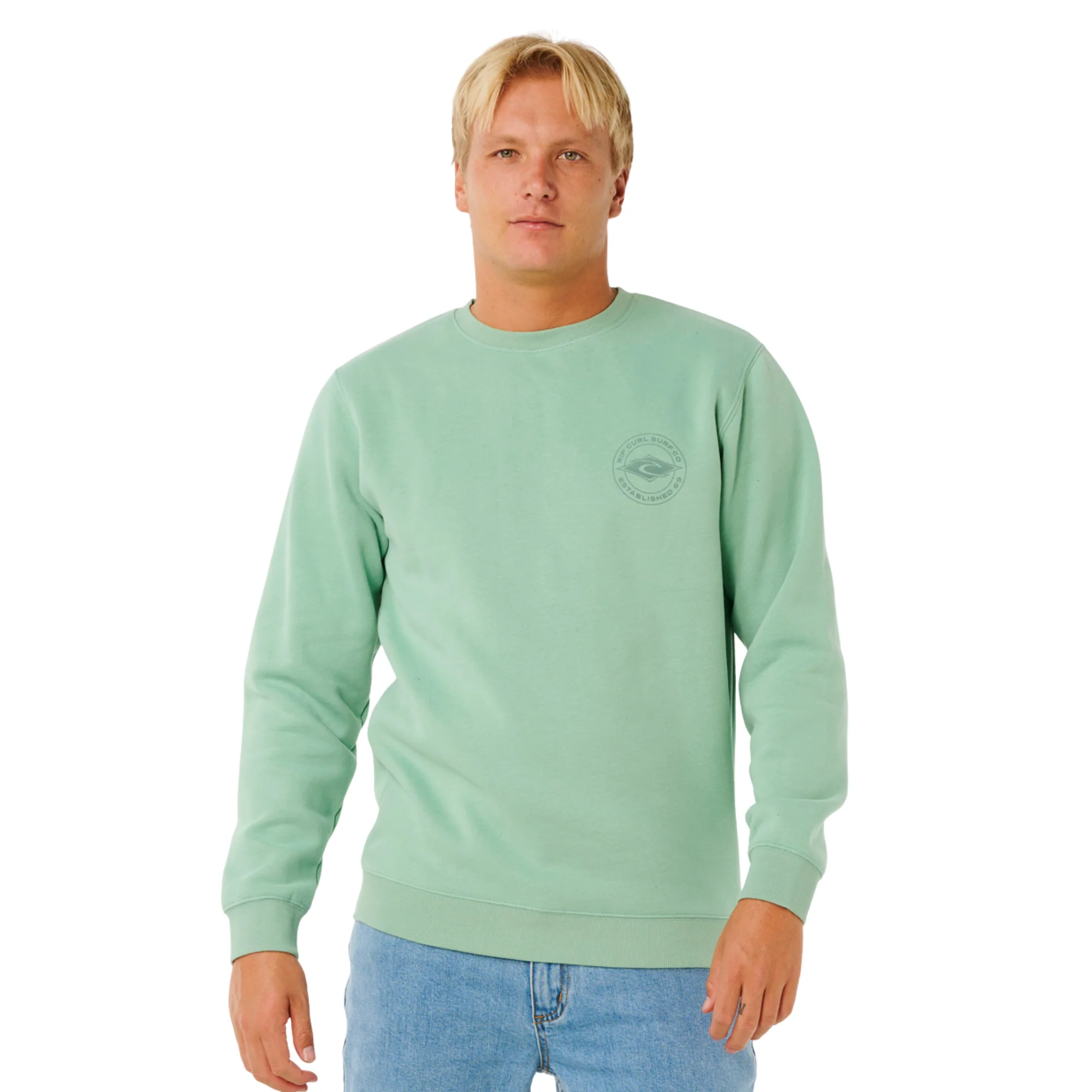 Rip Curl Men's Stapler Crew Neck Sweatshirt (Aloe) - Image 4