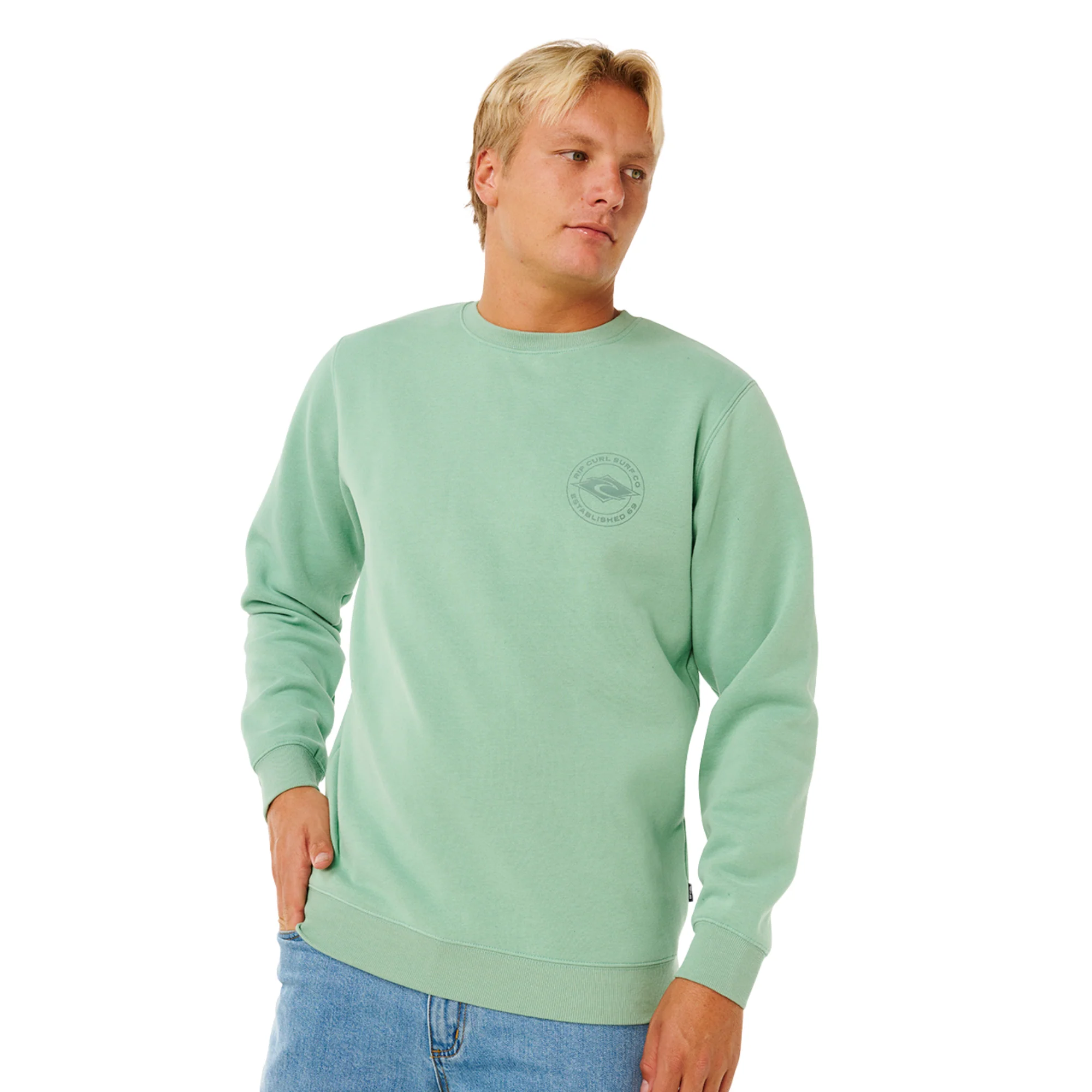 Rip Curl Men's Stapler Crew Neck Sweatshirt (Aloe) - Image 5