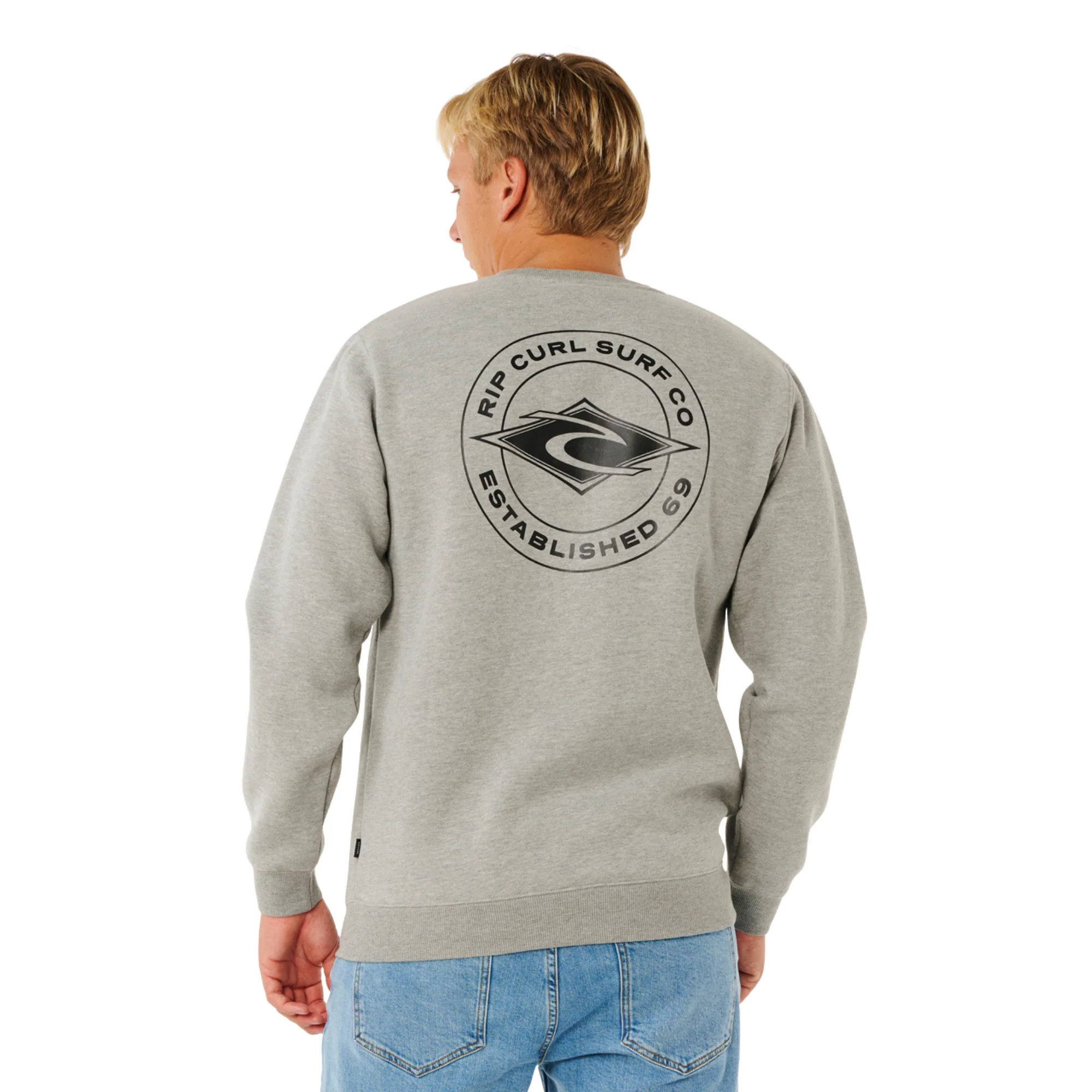 Rip Curl Men's Stapler Crew Neck Sweatshirt (Grey Marle) - Image 2