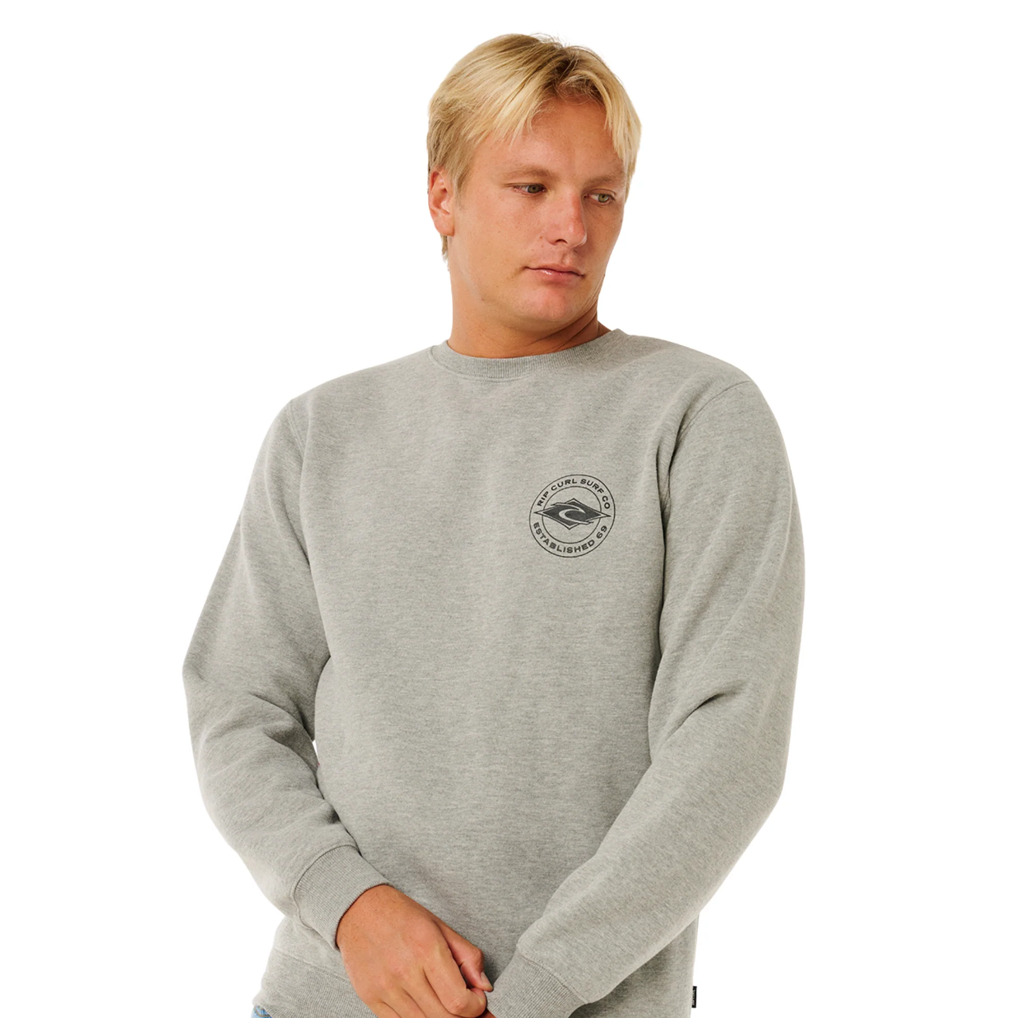 Rip Curl Men's Stapler Crew Neck Sweatshirt (Grey Marle) - Image 3