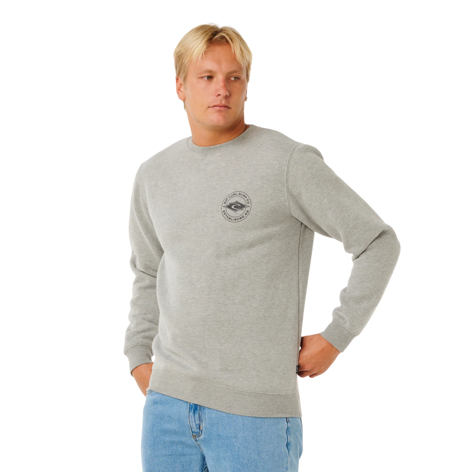 Rip Curl Men's Stapler Crew Neck Sweatshirt (Grey Marle) - Image 5