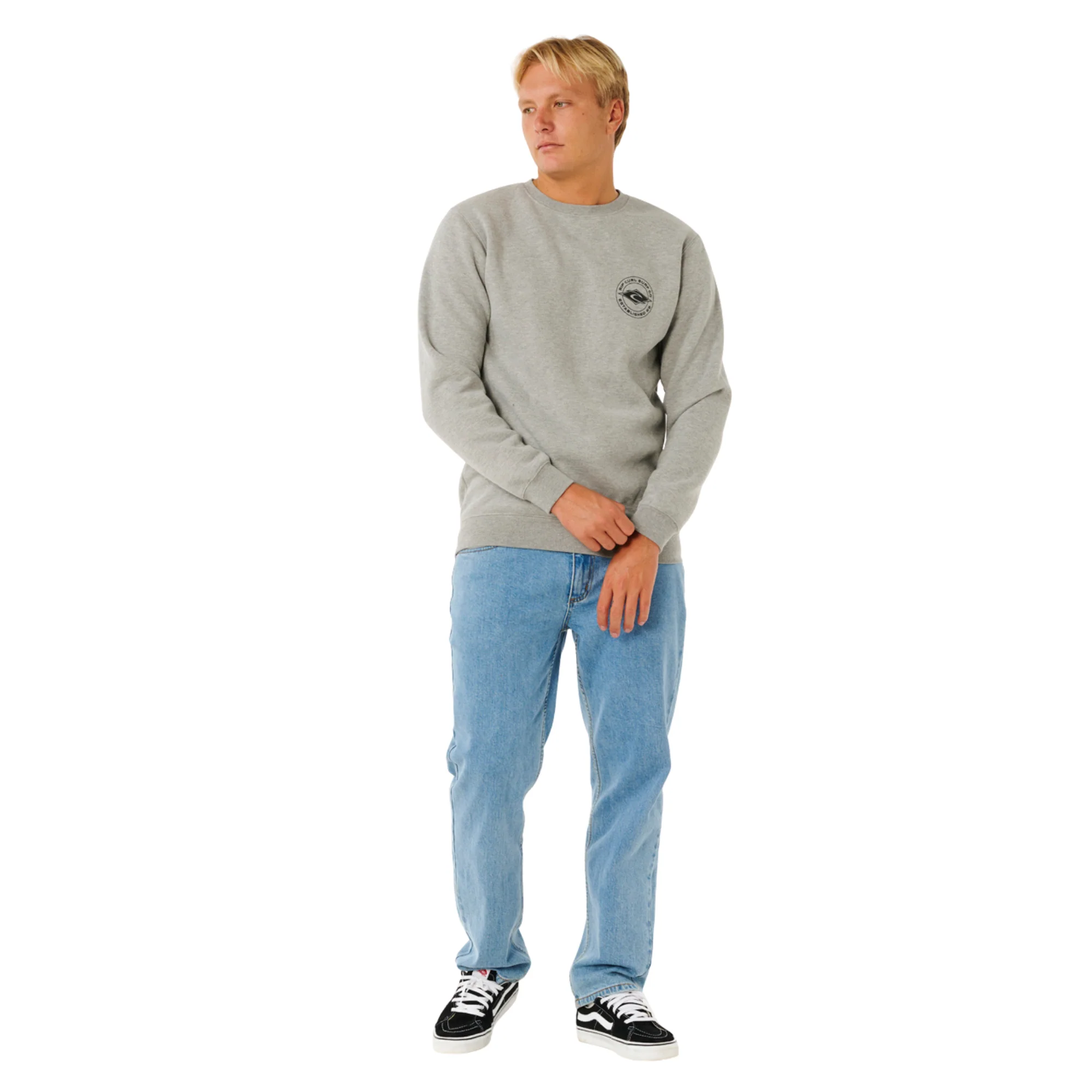 Rip Curl Men's Stapler Crew Neck Sweatshirt (Grey Marle) - Image 7