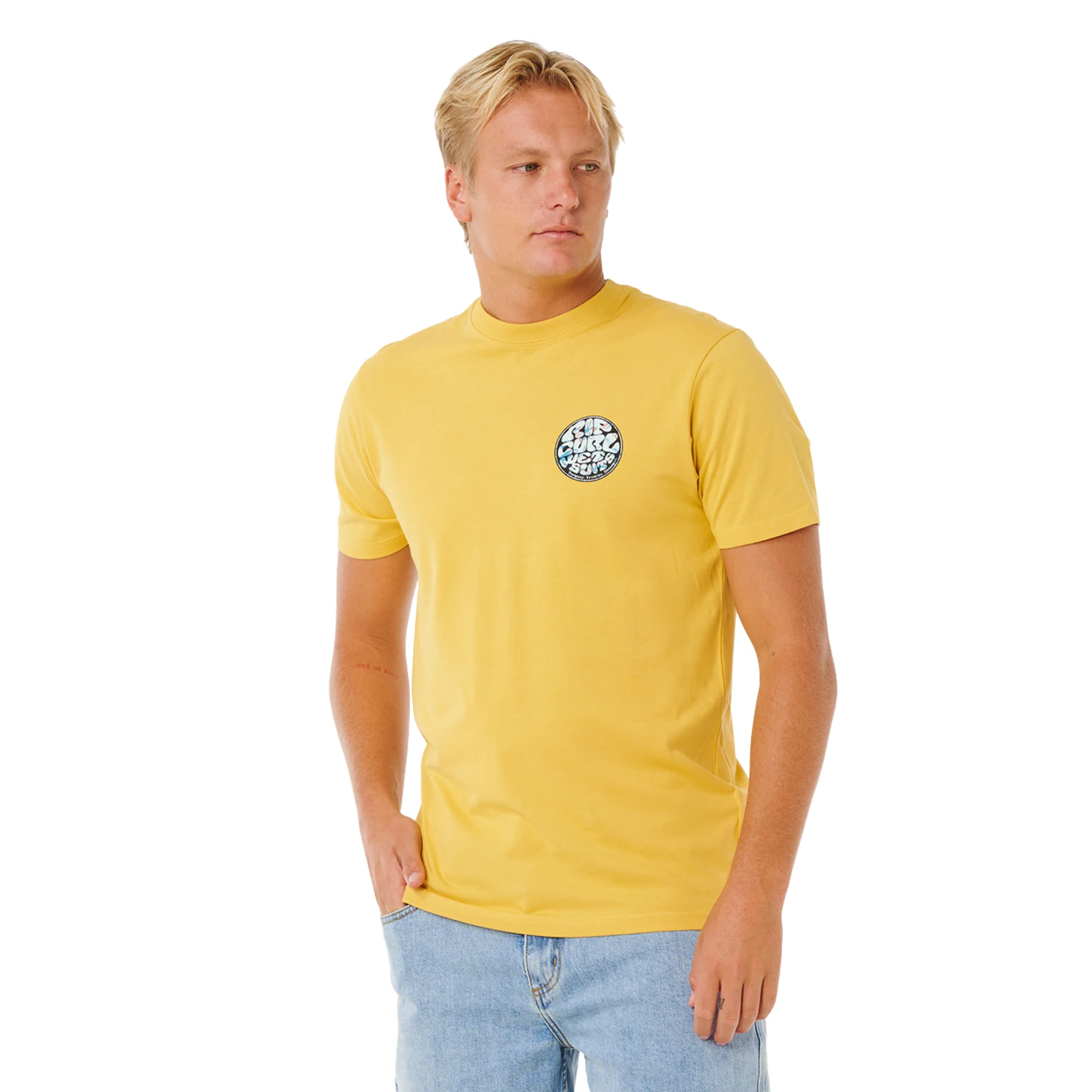 Rip Curl Men's Wettie Passage Icon Short Sleeve Tee (Ochre) - Image 3