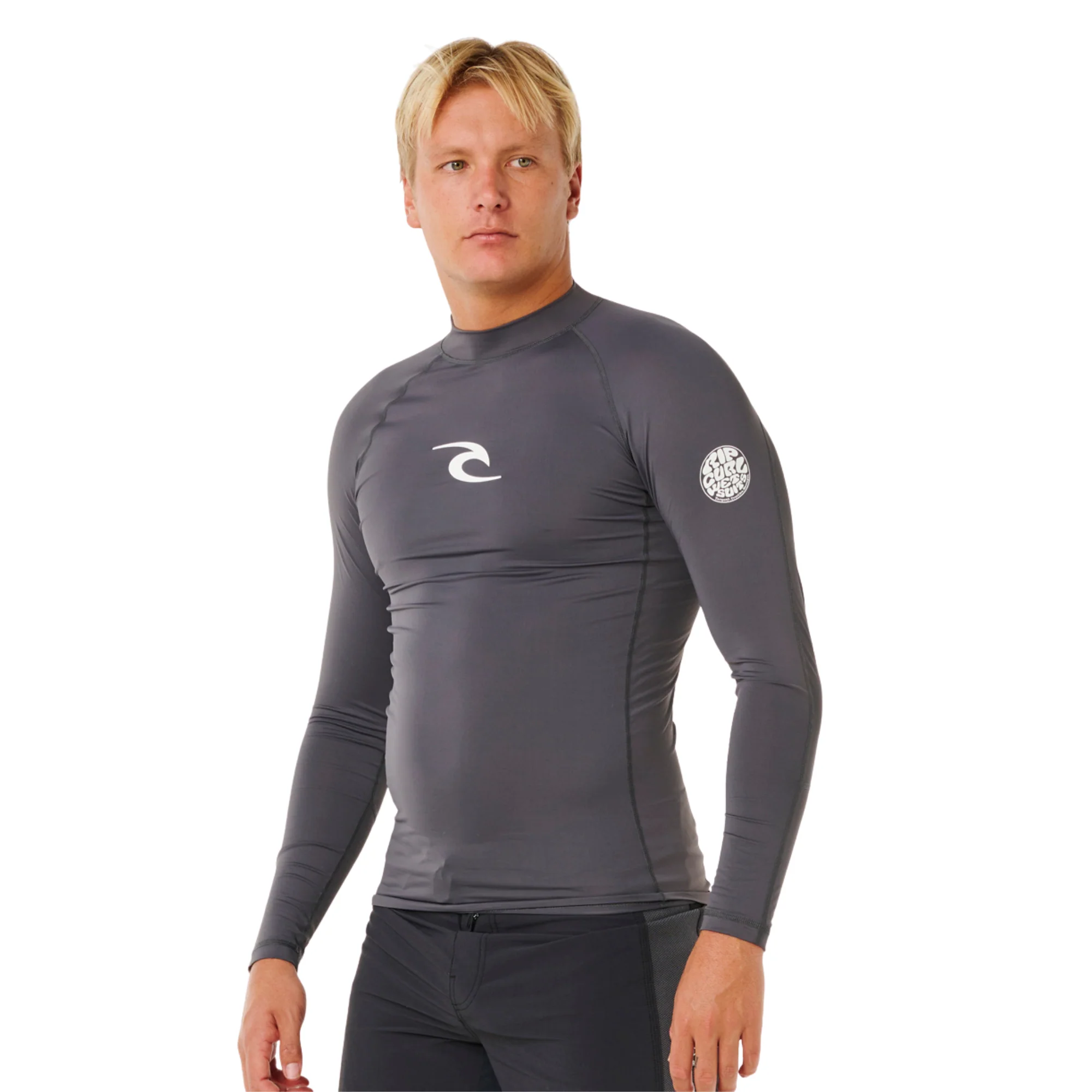 Rip Curl Men's Waves UPF50 Performance Long Sleeve Rash Vest (Charcoal Grey) - Image 3