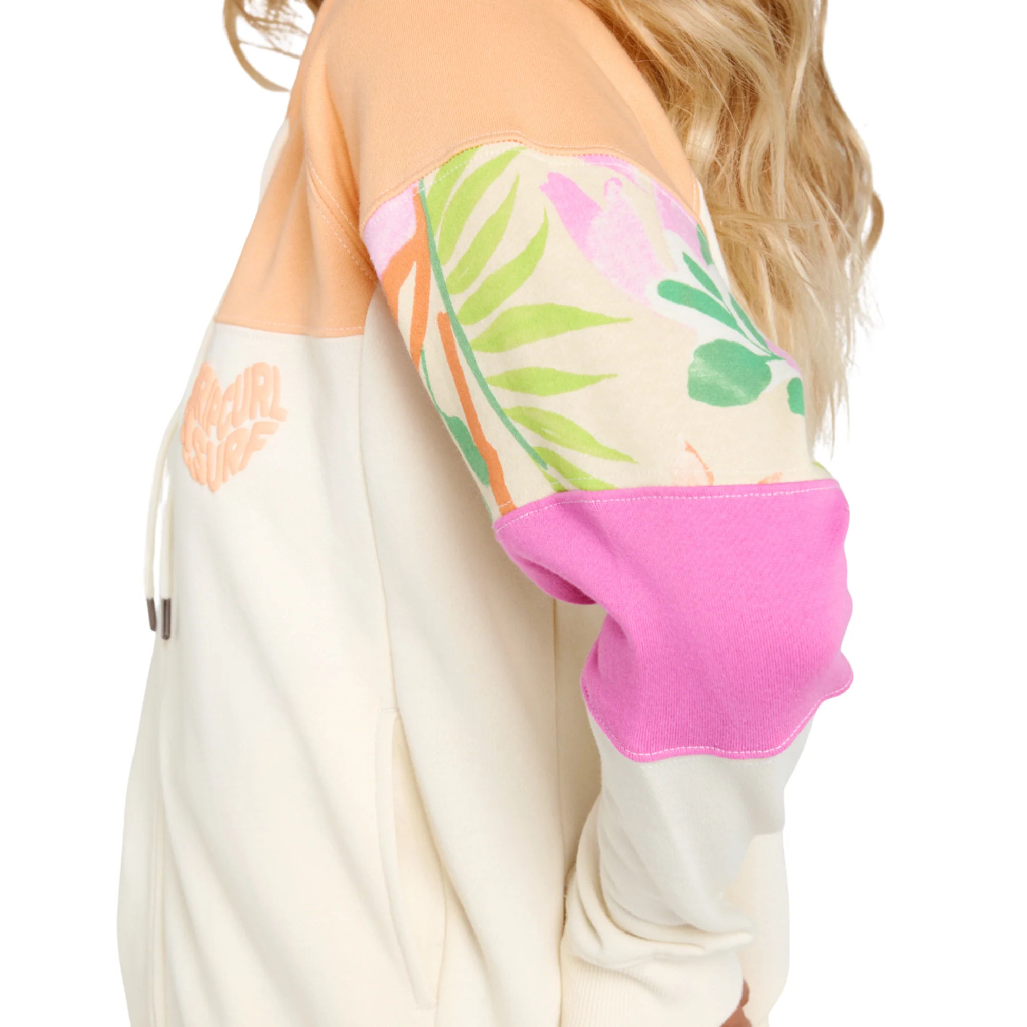 Rip Curl Women's Colour Block Hooded Full Zip Fleece (Off White) - Image 4