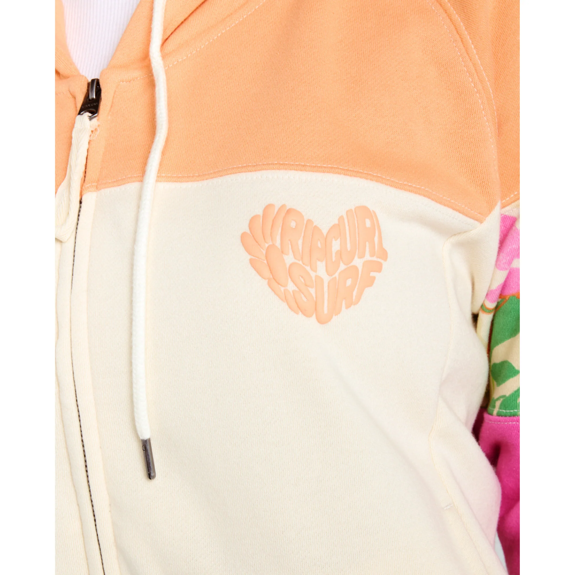 Rip Curl Women's Colour Block Hooded Full Zip Fleece (Off White) - Image 5