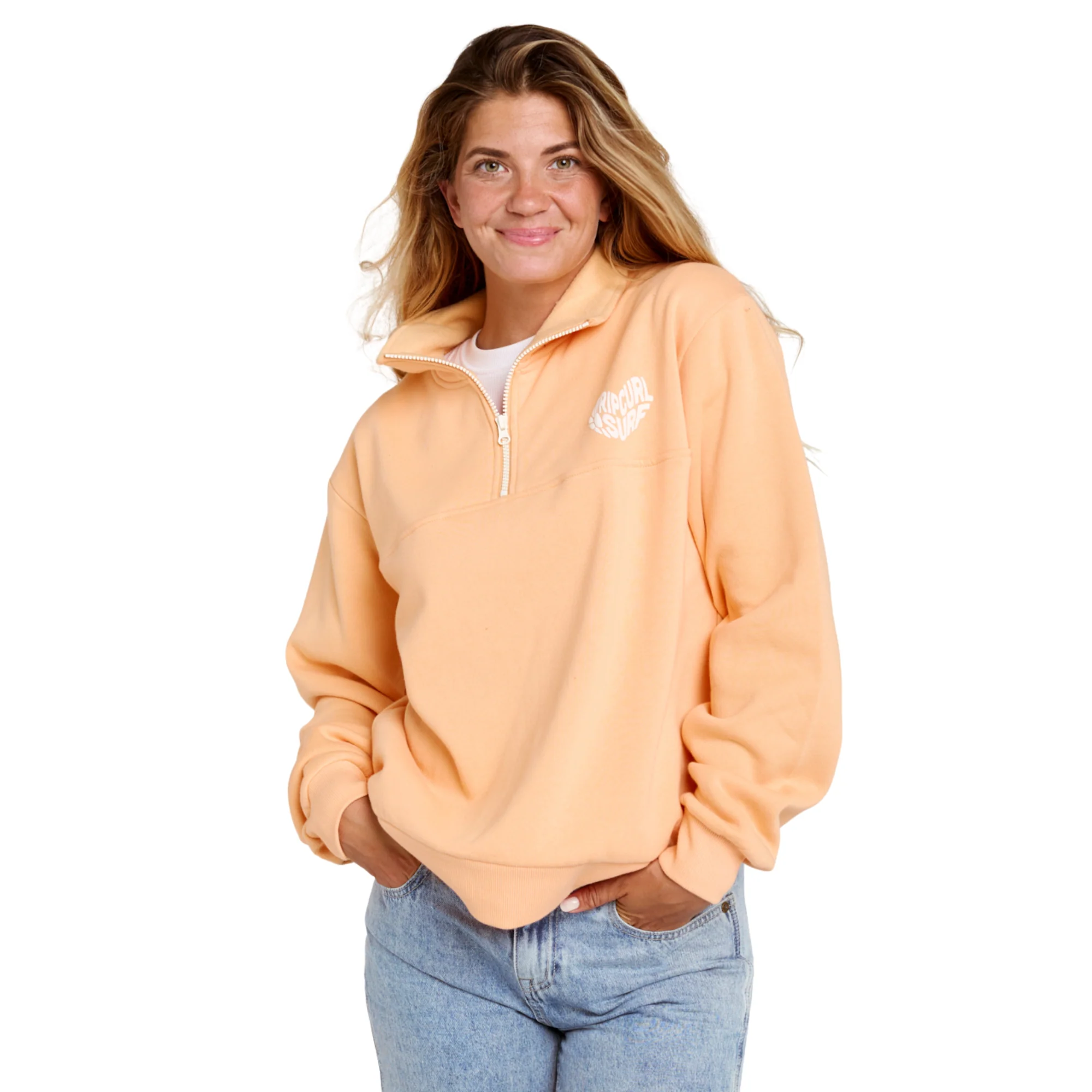 Rip Curl Women's Heart Half Zip Fleece (Peach)