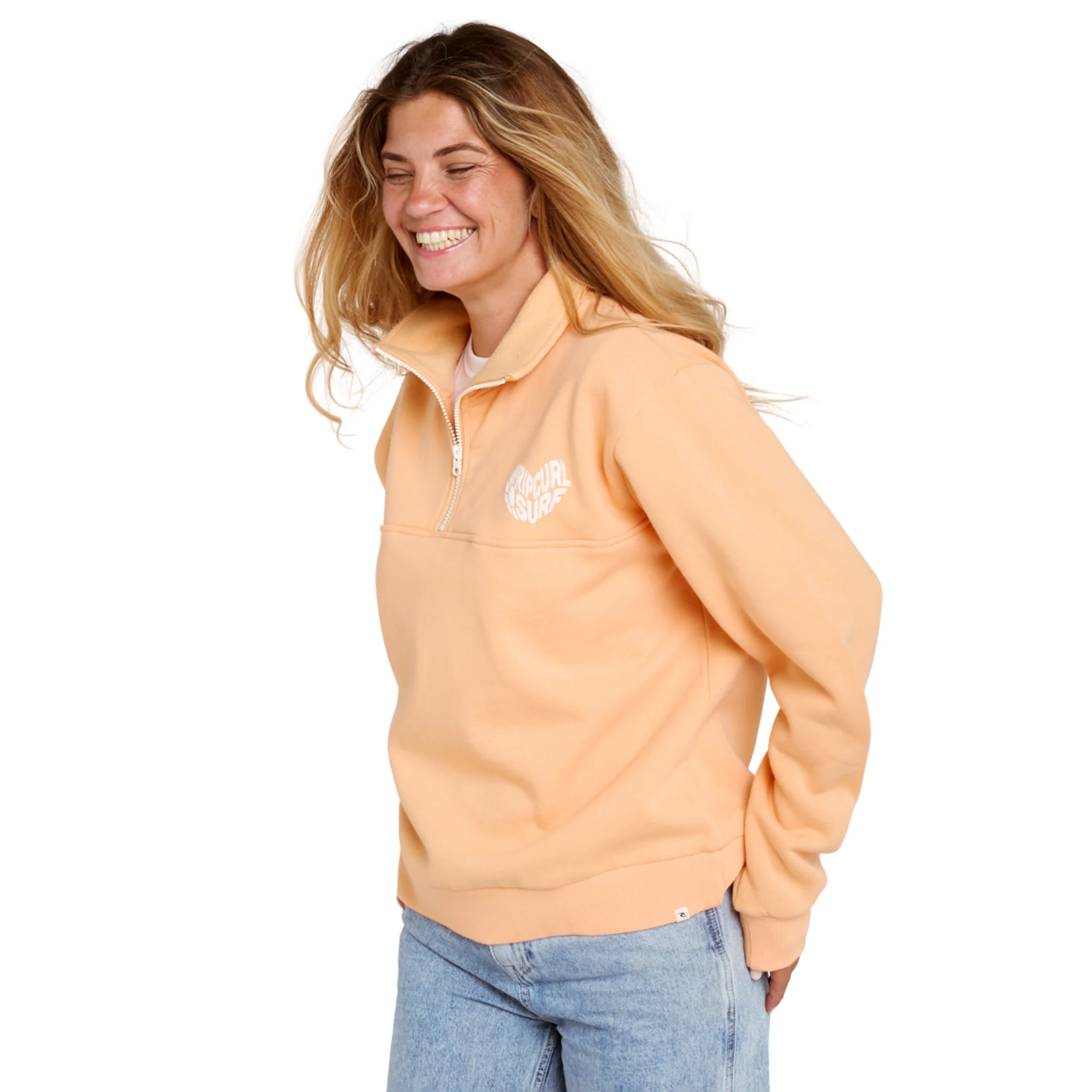 Rip Curl Women's Heart Half Zip Fleece (Peach) - Image 2