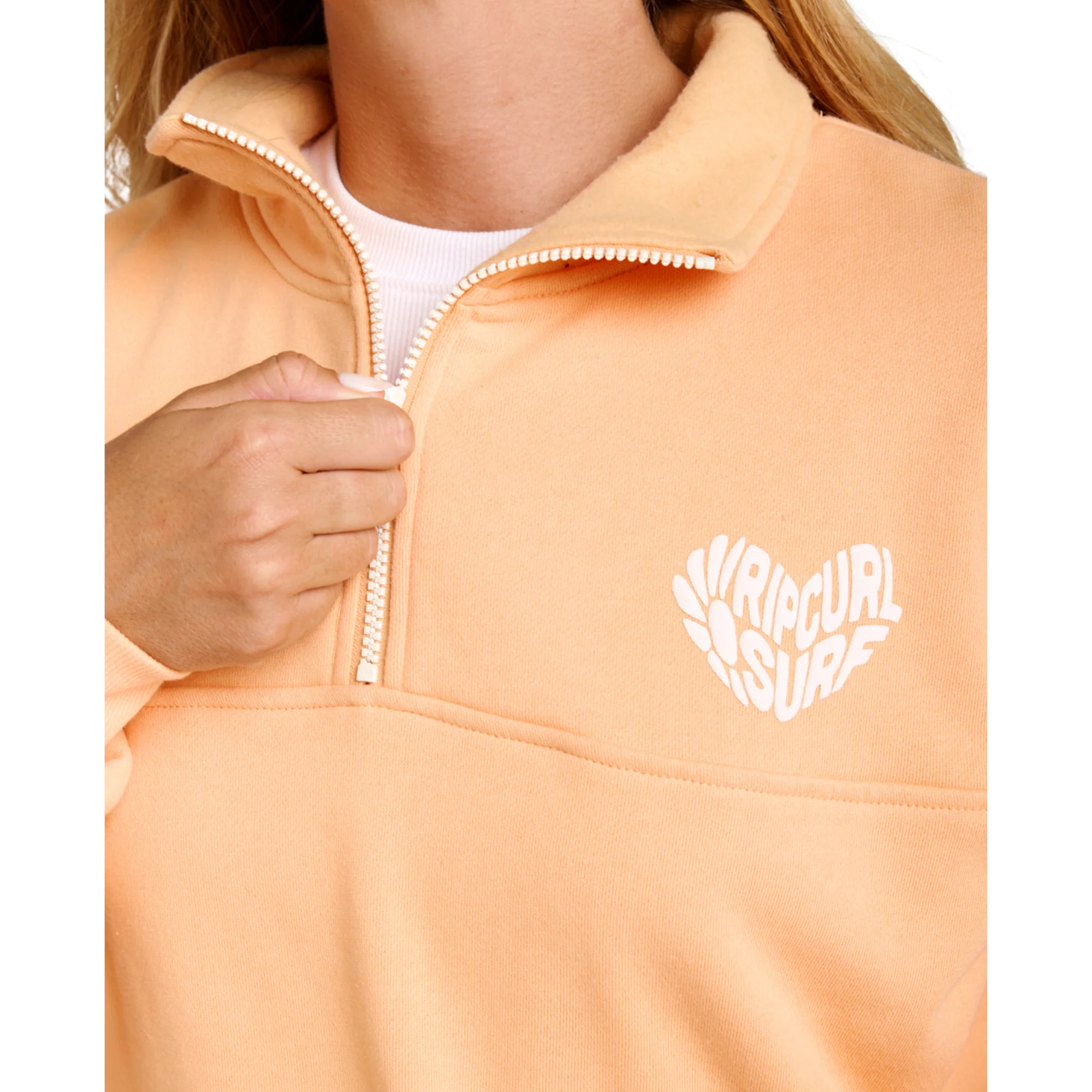 Rip Curl Women's Heart Half Zip Fleece (Peach) - Image 4