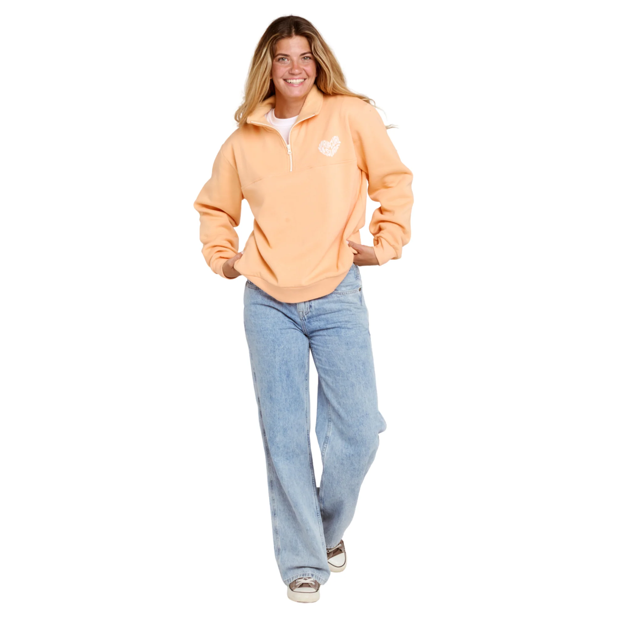Rip Curl Women's Heart Half Zip Fleece (Peach) - Image 5