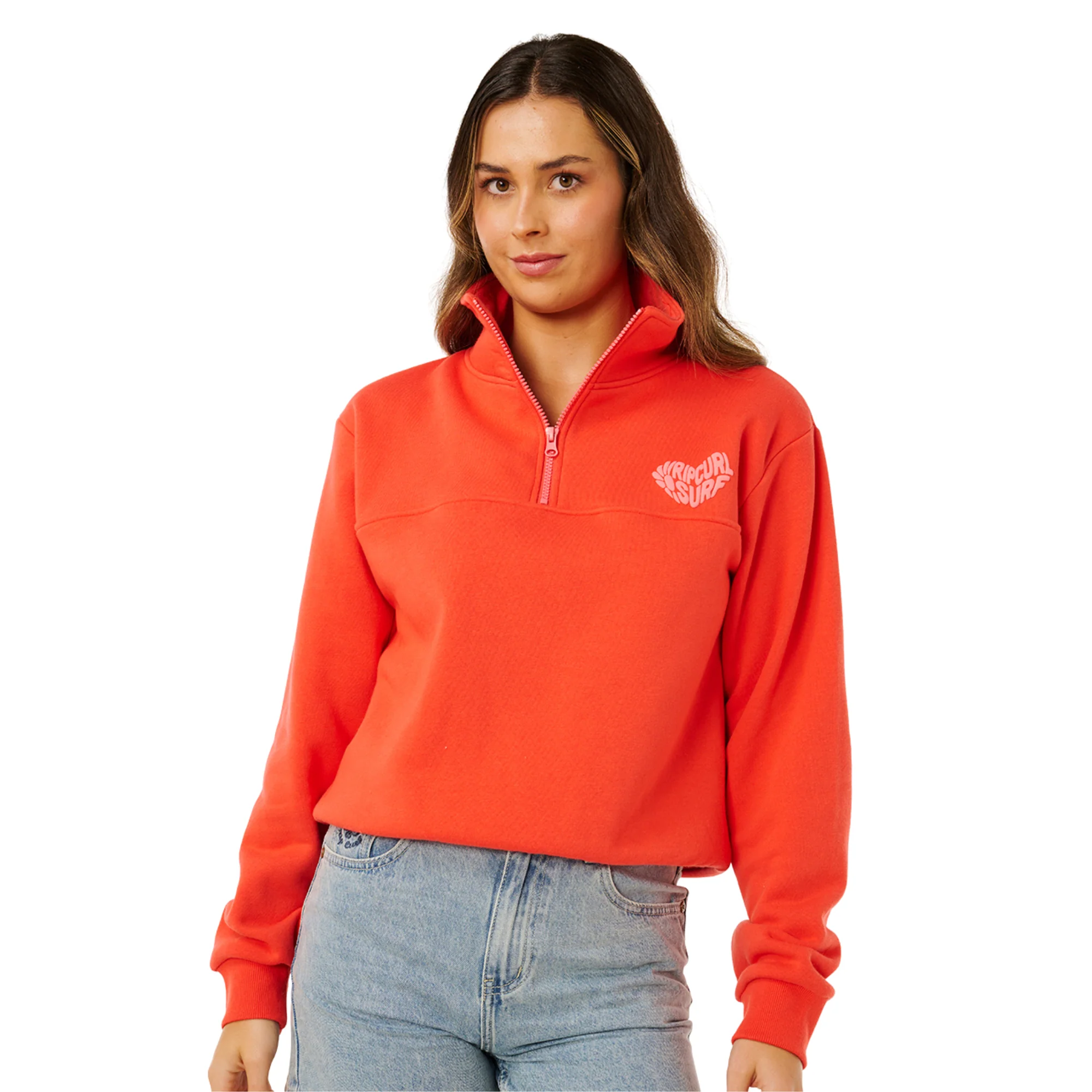 Rip Curl Women's Heart Half Zip Fleece (Red)