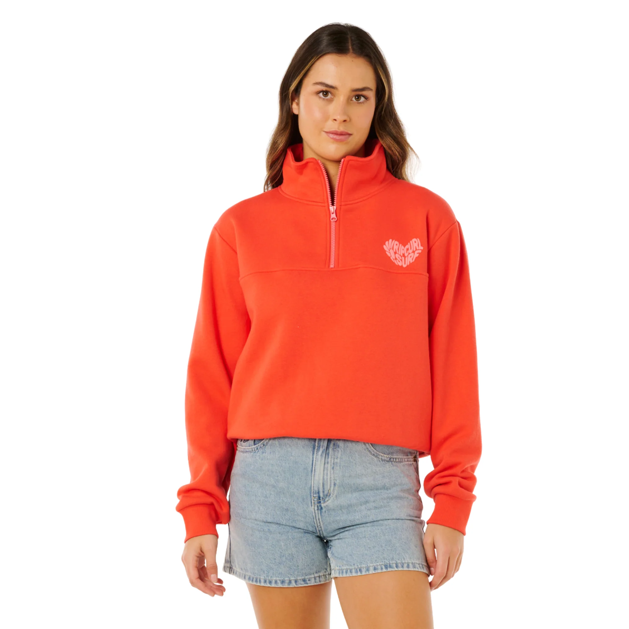 Rip Curl Women's Heart Half Zip Fleece (Red) - Image 2