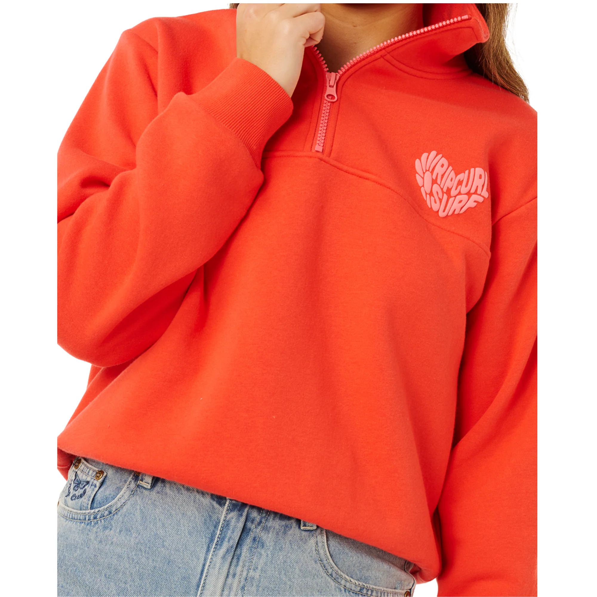 Rip Curl Women's Heart Half Zip Fleece (Red) - Image 5