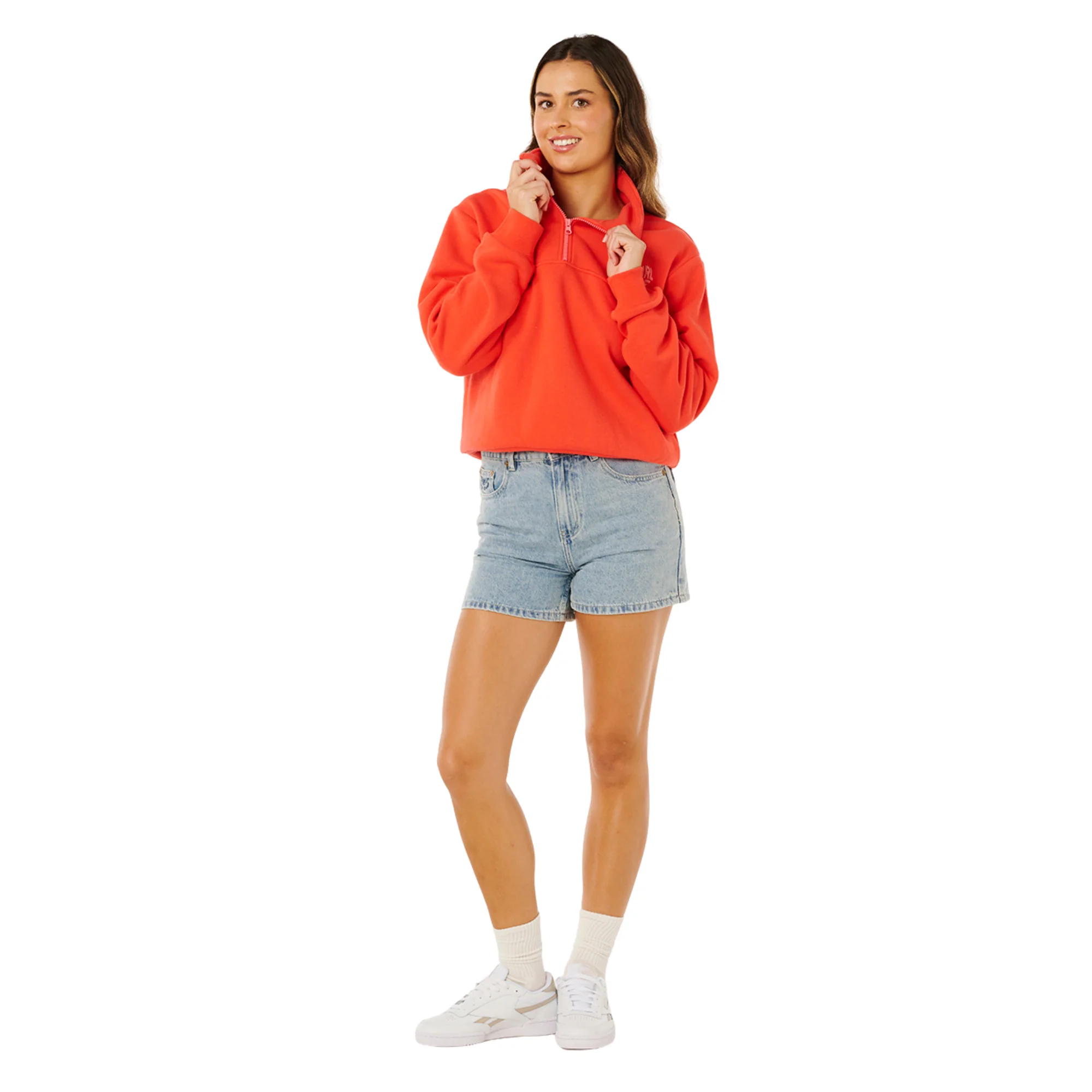 Rip Curl Women's Heart Half Zip Fleece (Red) - Image 6