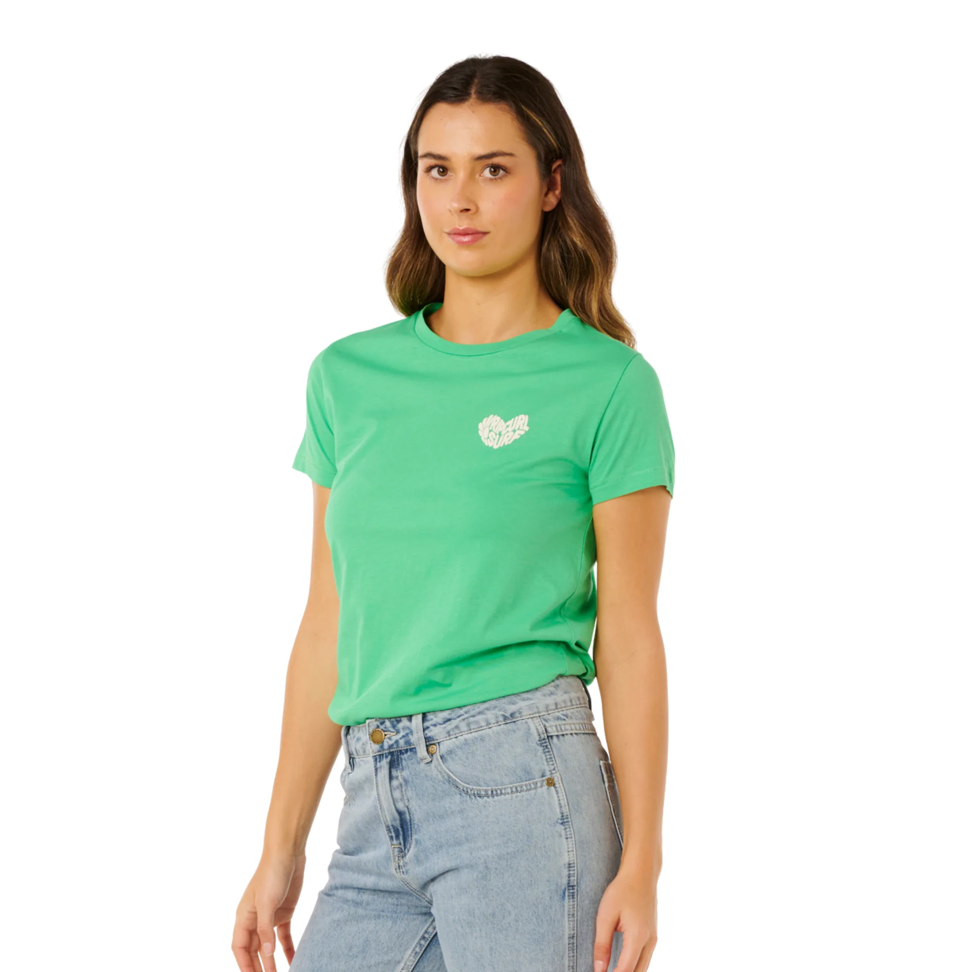 Rip Curl Women's Heart Logos Short Sleeve Tee (Green) - Image 2