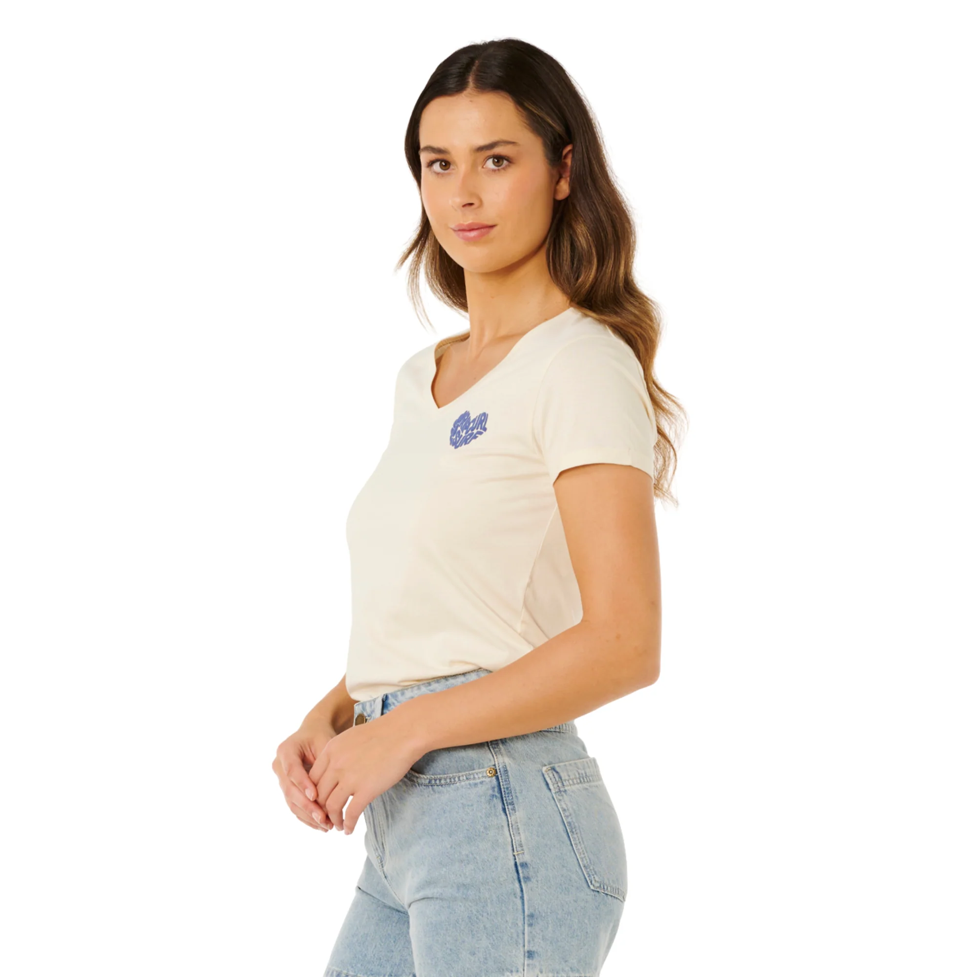 Rip Curl Women's Heart V Neck Short Sleeve Tee (Lily) - Image 2