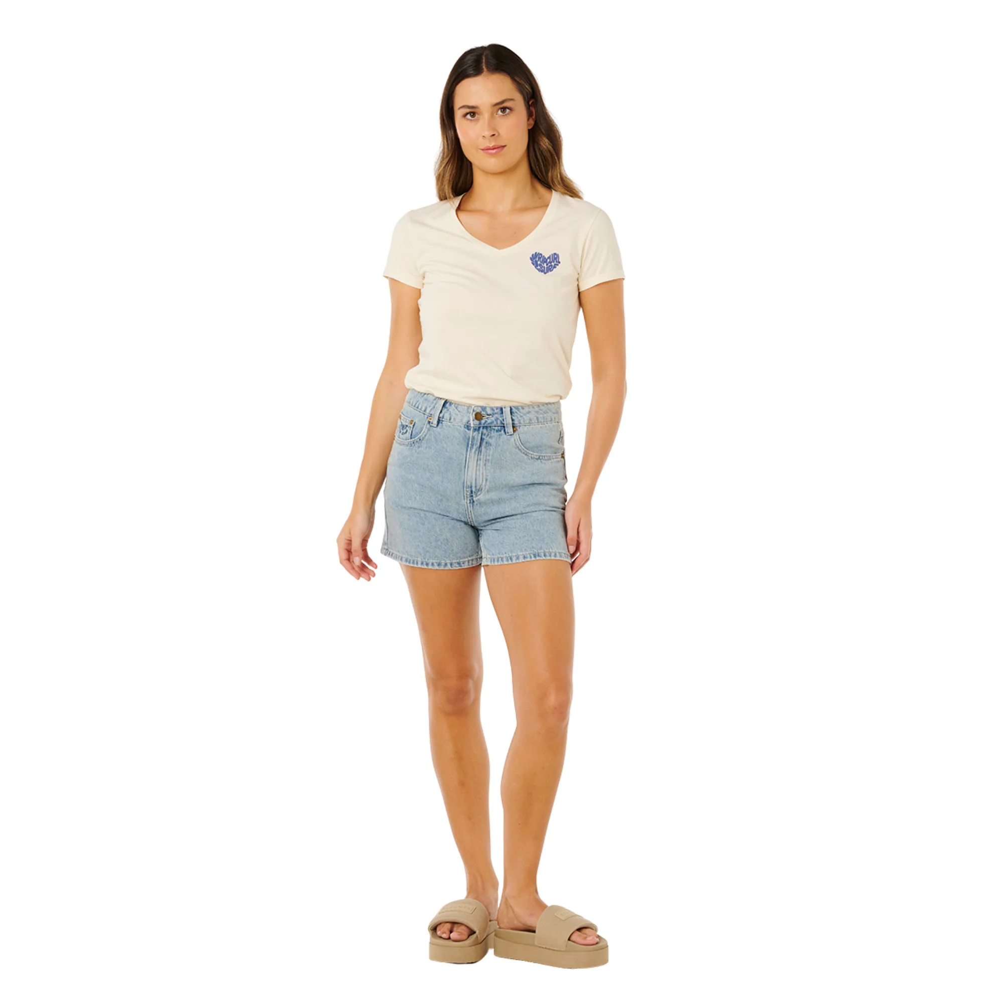 Rip Curl Women's Heart V Neck Short Sleeve Tee (Lily) - Image 5