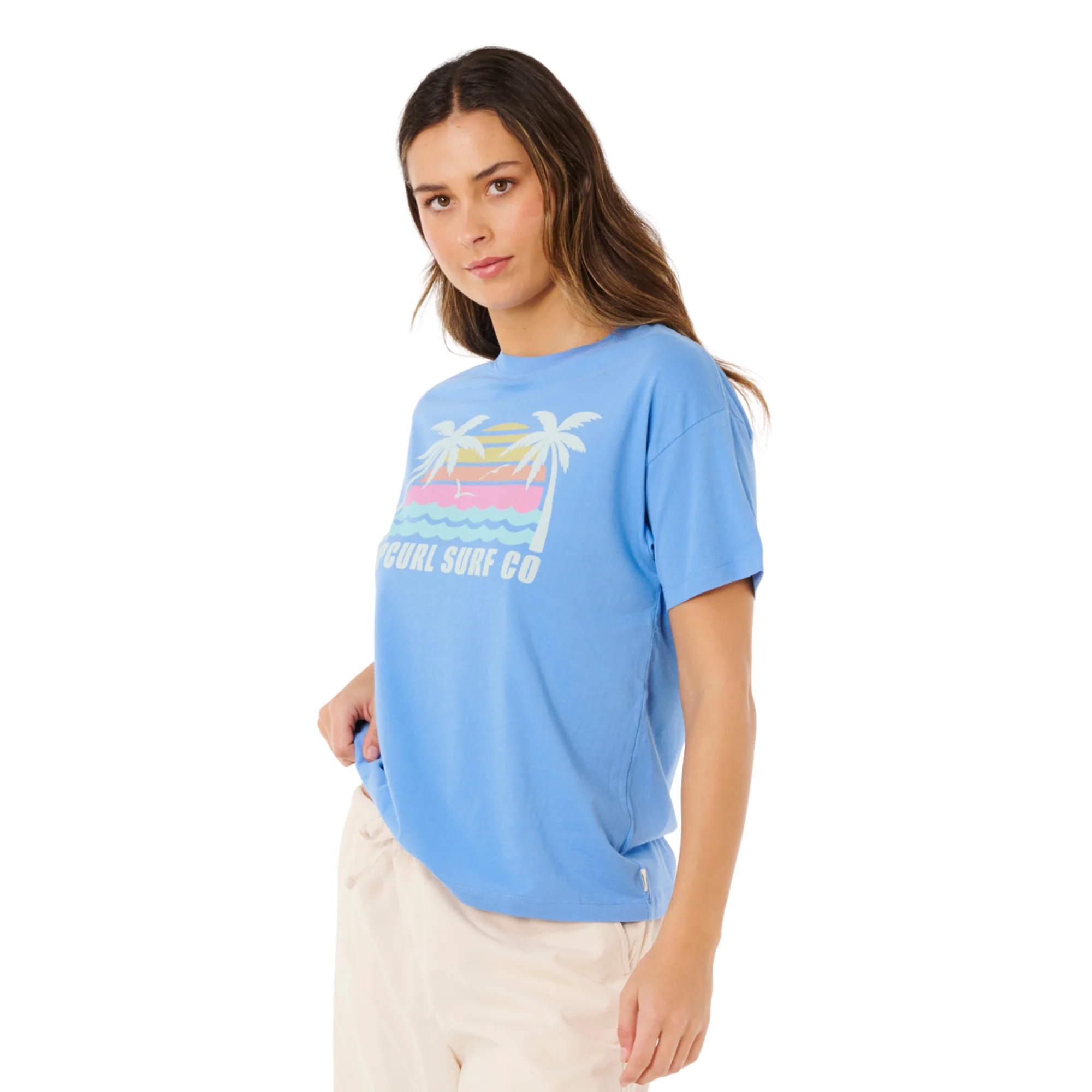 Rip Curl Women's Malibu Relaxed Short Sleeve Tee (Cornflower Blue) - Image 3