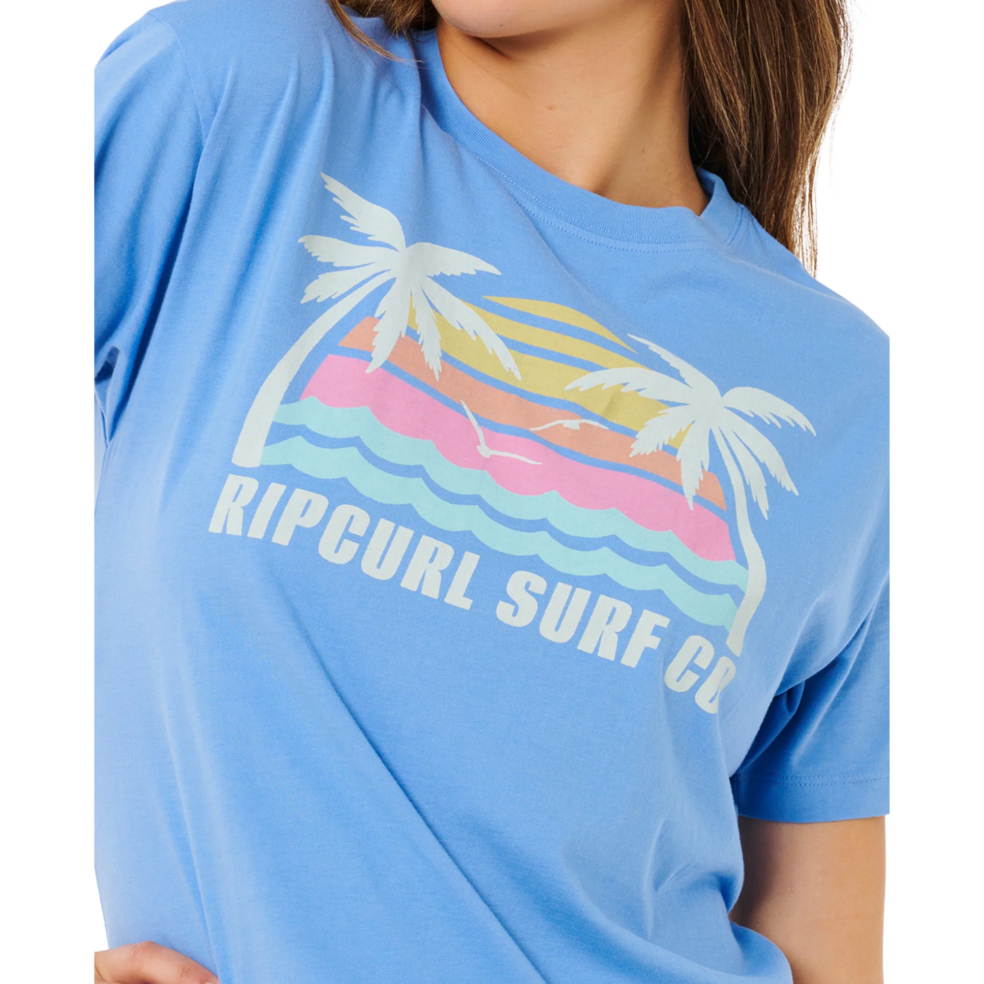 Rip Curl Women's Malibu Relaxed Short Sleeve Tee (Cornflower Blue) - Image 5