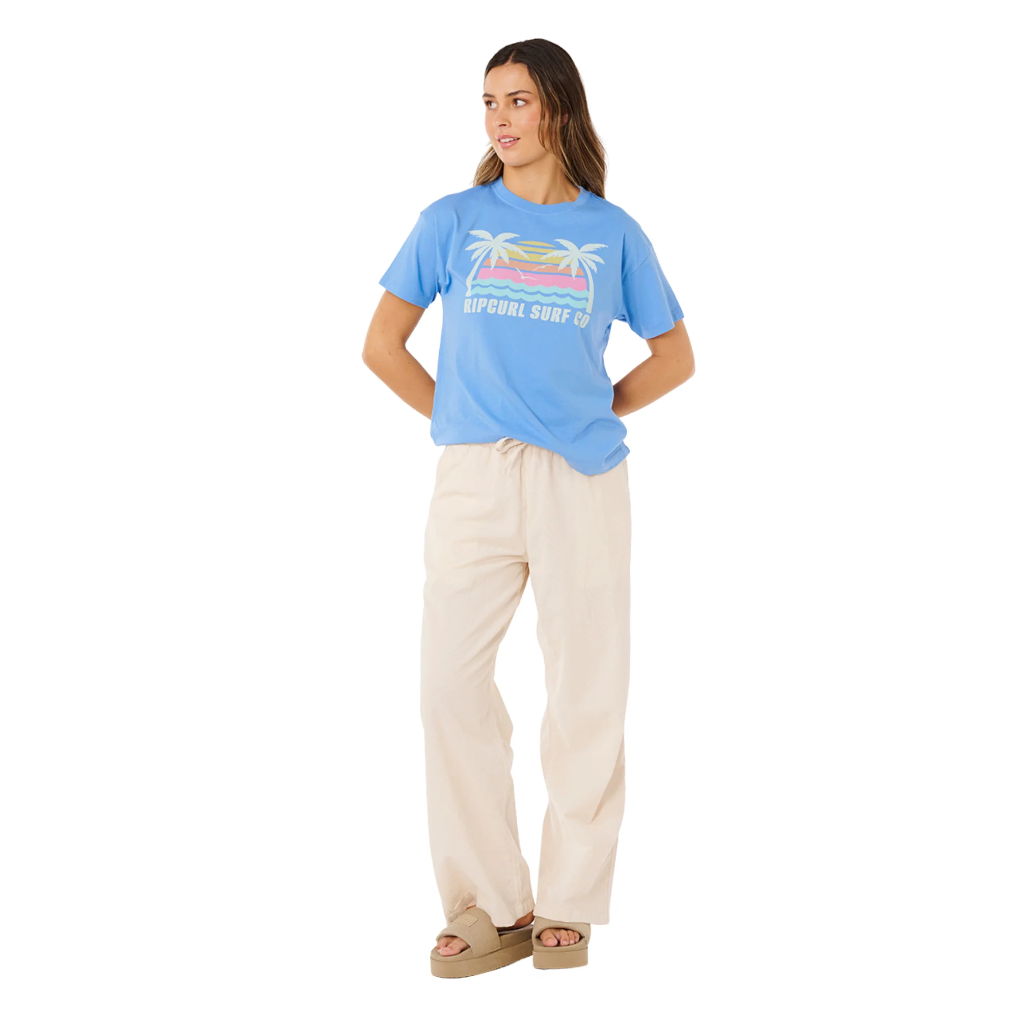 Rip Curl Women's Malibu Relaxed Short Sleeve Tee (Cornflower Blue) - Image 6
