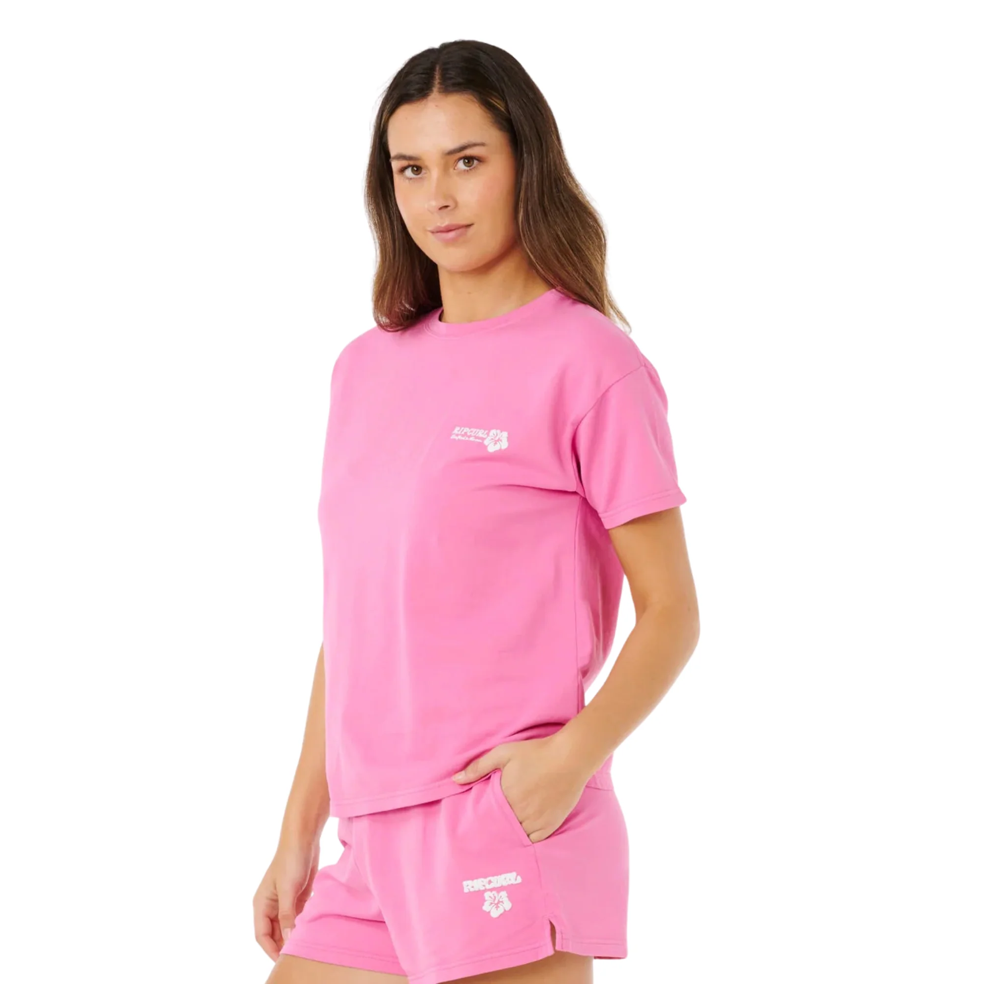 Rip Curl Women's Surf Puff Party Pack Relaxed Short Sleeve Tee (Super Pink) - Image 4