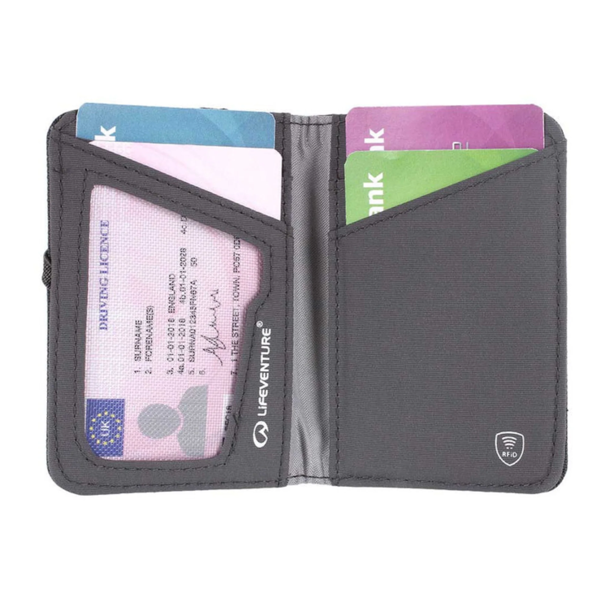 Lifeventure RFiD Recycled Card Wallet (Grey) - Image 4