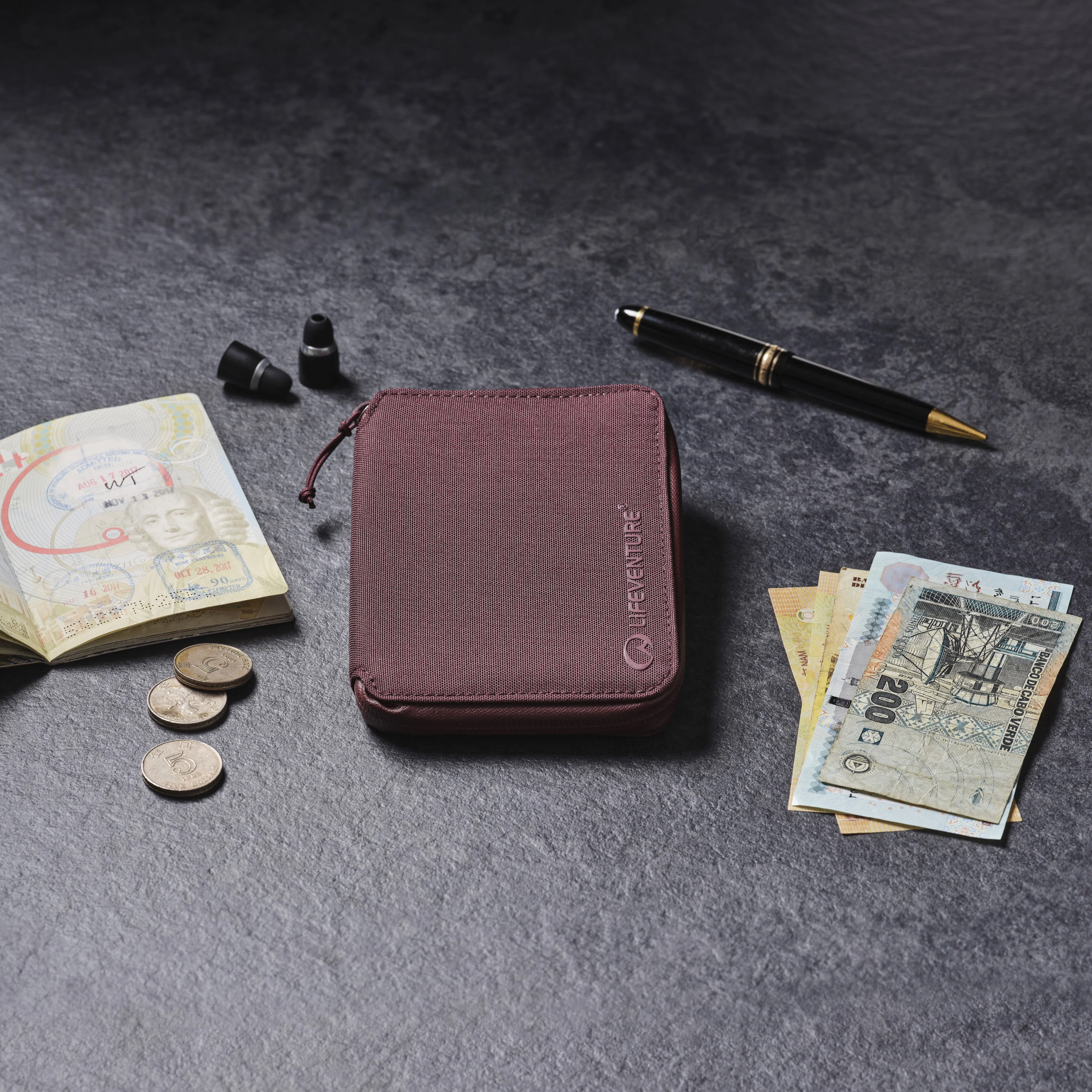 Lifeventure RFiD Recycled Mini Travel Wallet (Plum) - Image 5