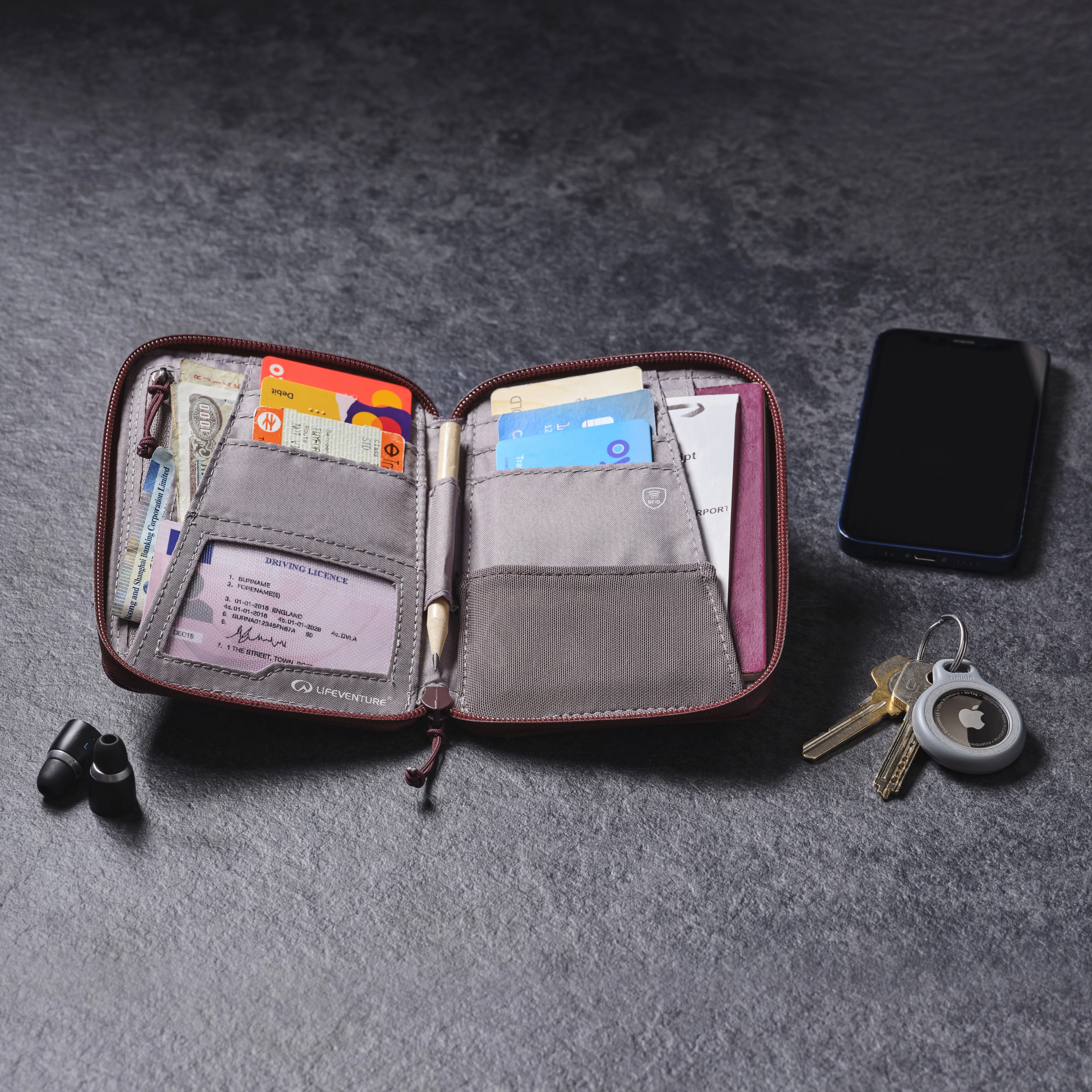 Lifeventure RFiD Recycled Mini Travel Wallet (Plum) - Image 6
