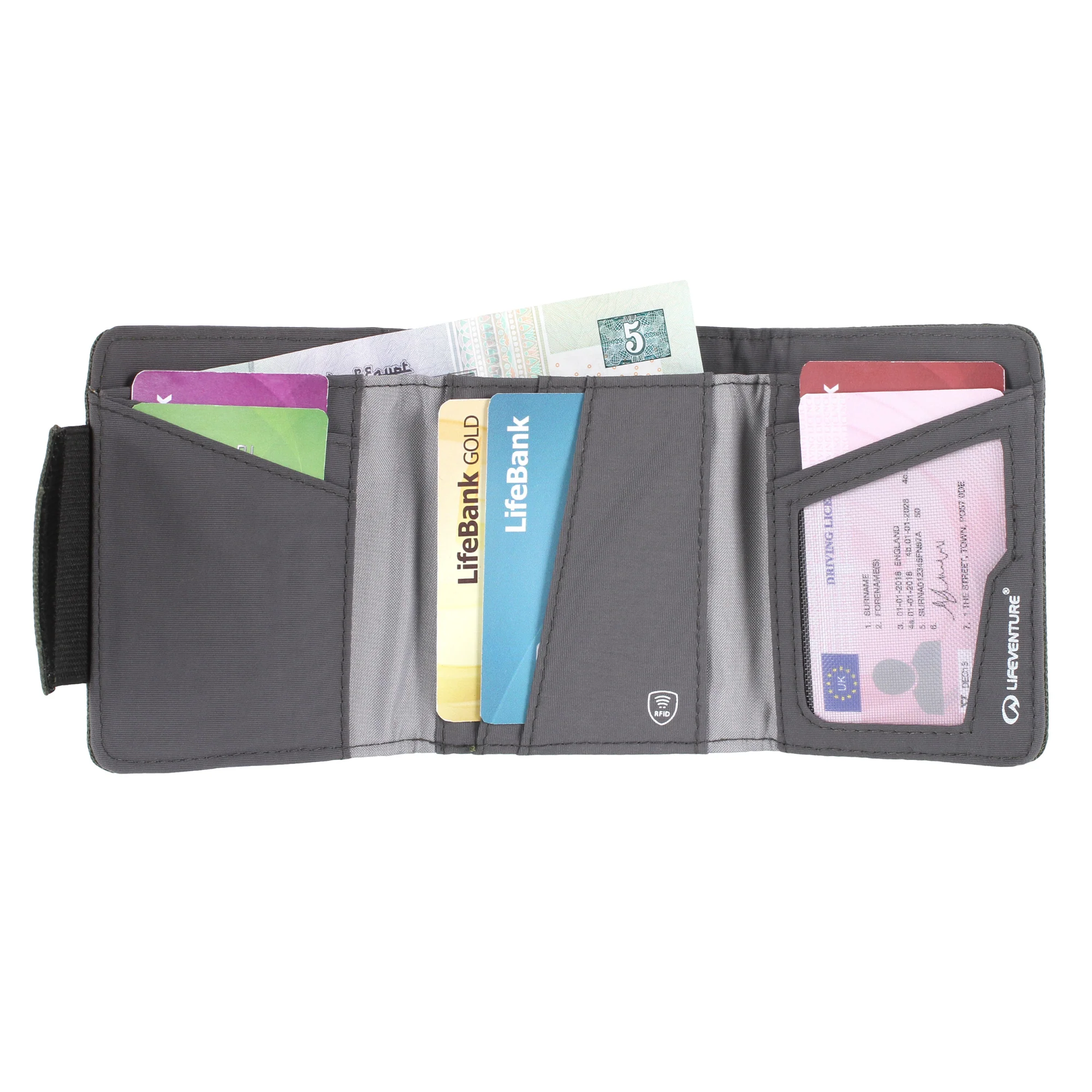 Lifeventure RFiD Recycled Wallet (Grey) - Image 4