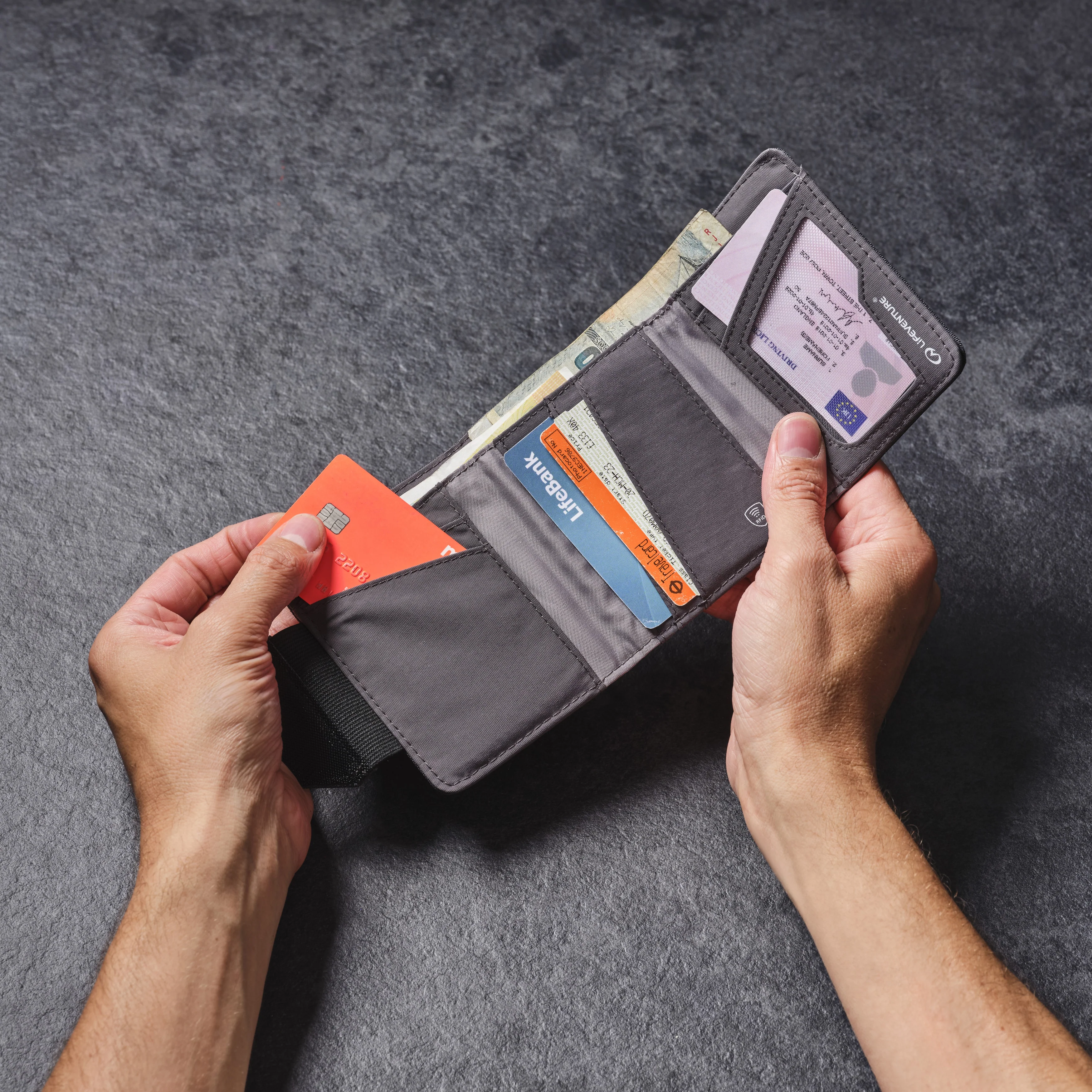 Lifeventure RFiD Recycled Wallet (Grey) - Image 7