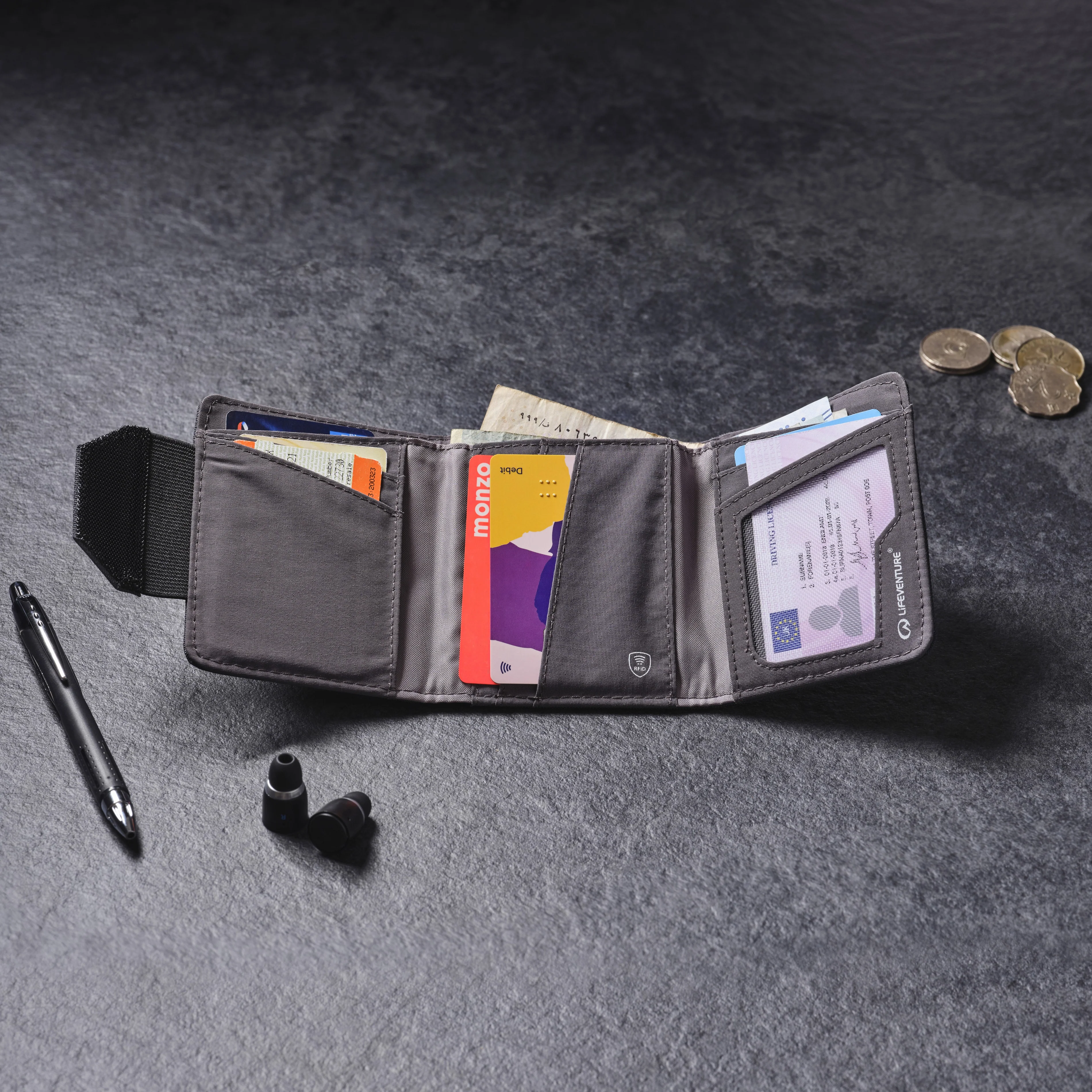 Lifeventure RFiD Recycled Wallet (Grey) - Image 9