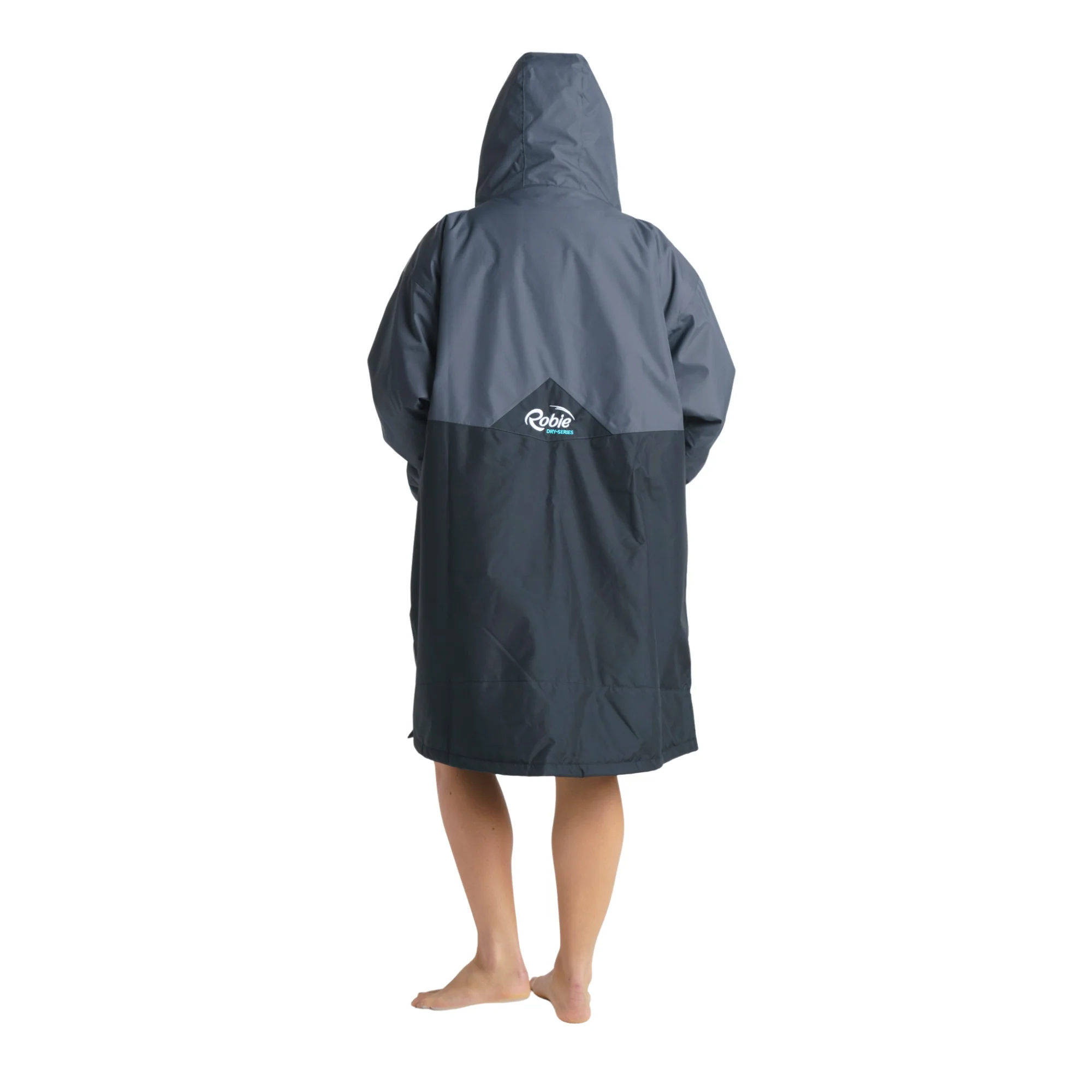 Robie Unisex Dry Series Recycled Long Sleeve Hardshell Changing Robe (Black/Charcoal/Blue Atoll) - Image 13