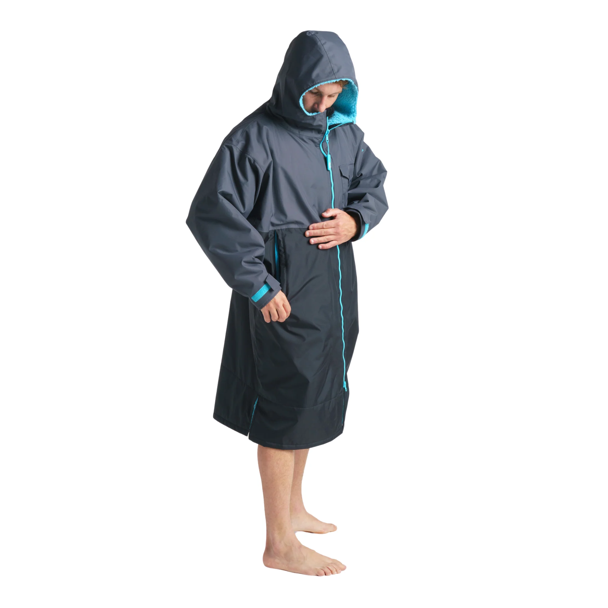 Robie Unisex Dry Series Recycled Long Sleeve Hardshell Changing Robe (Black/Charcoal/Blue Atoll) - Image 22