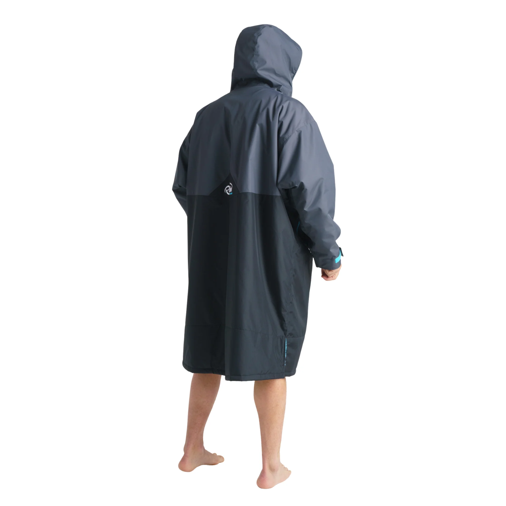 Robie Unisex Dry Series Recycled Long Sleeve Hardshell Changing Robe (Black/Charcoal/Blue Atoll) - Image 23