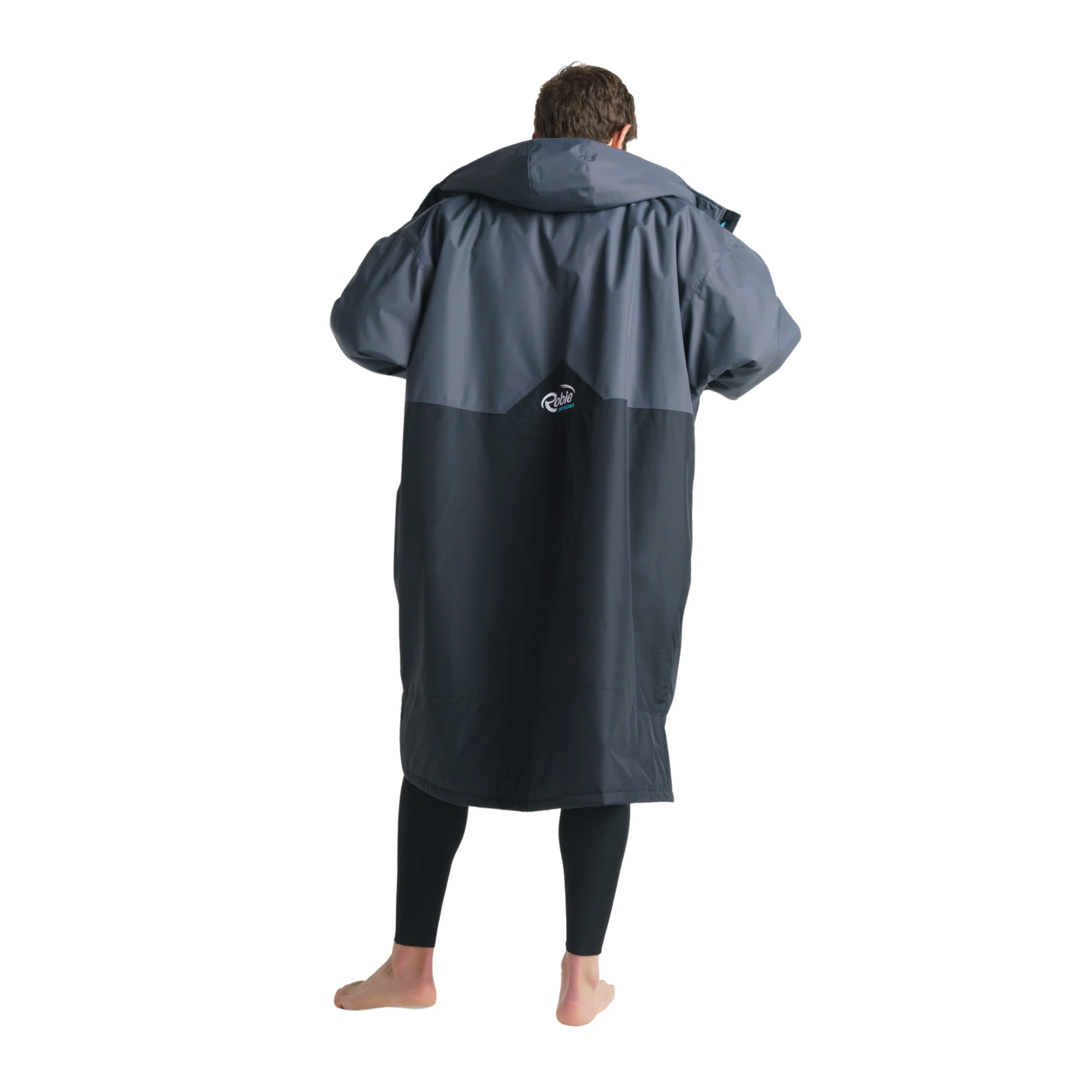 Robie Unisex Dry Series Recycled Long Sleeve Hardshell Changing Robe (Black/Charcoal/Blue Atoll) - Image 24