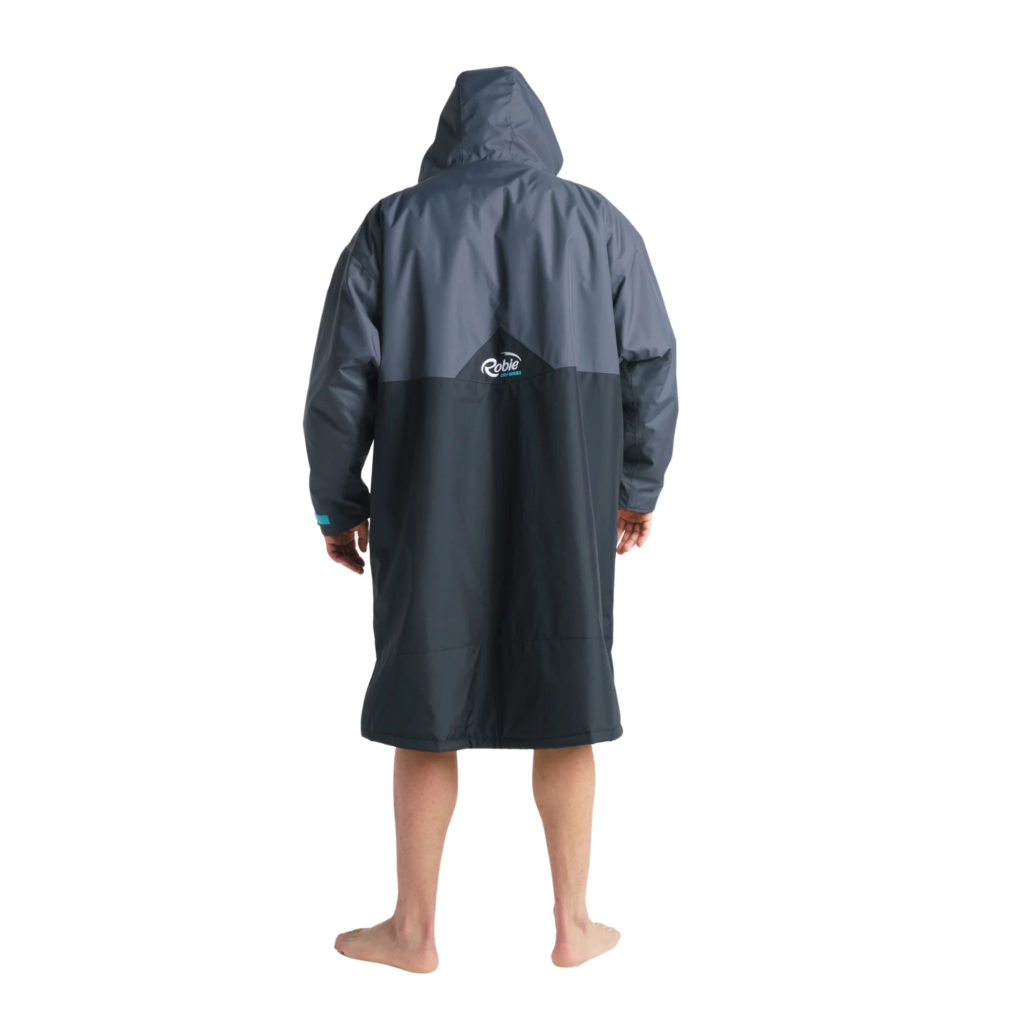 Robie Unisex Dry Series Recycled Long Sleeve Hardshell Changing Robe (Black/Charcoal/Blue Atoll) - Image 25