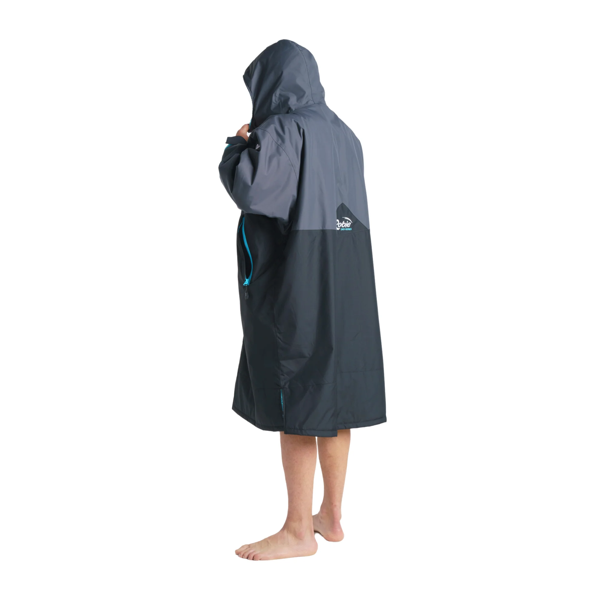 Robie Unisex Dry Series Recycled Long Sleeve Hardshell Changing Robe (Black/Charcoal/Blue Atoll) - Image 27