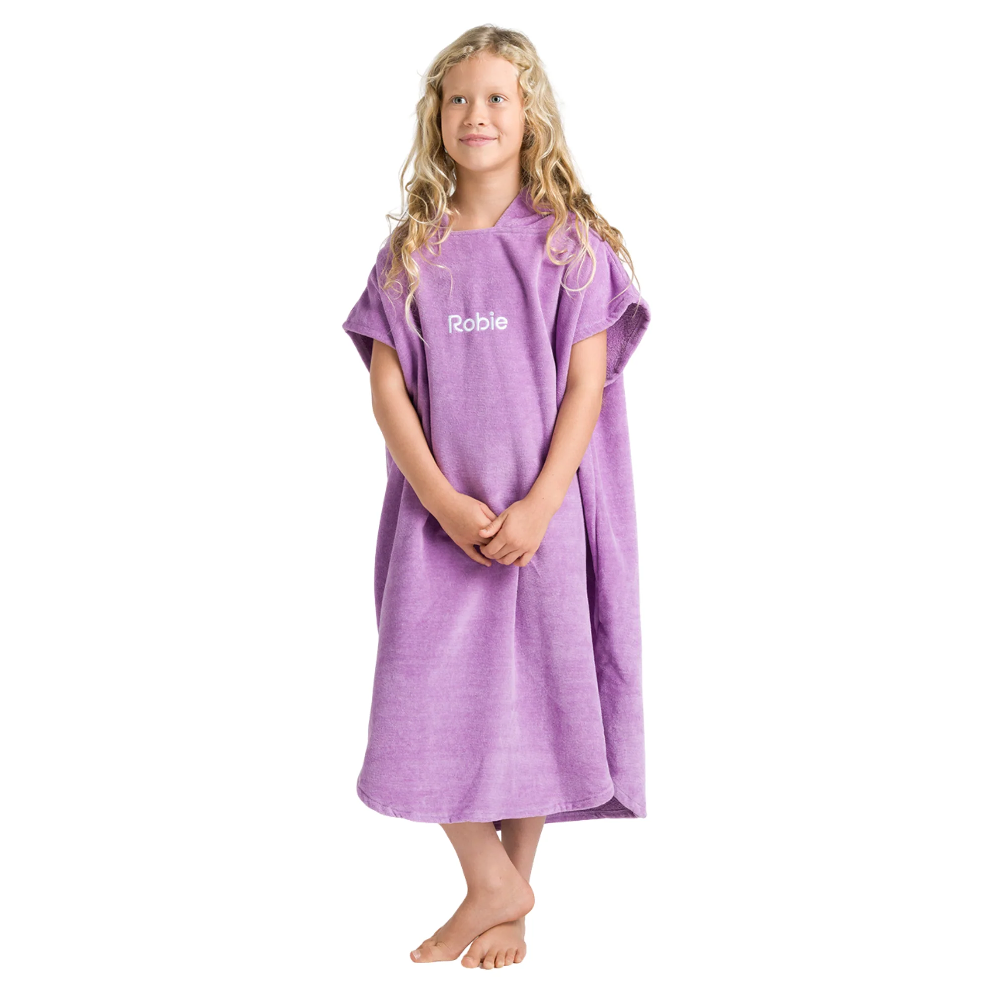 Robie Original - Junior Hooded Short Sleeve Changing Robe (Orchid) - Image 3