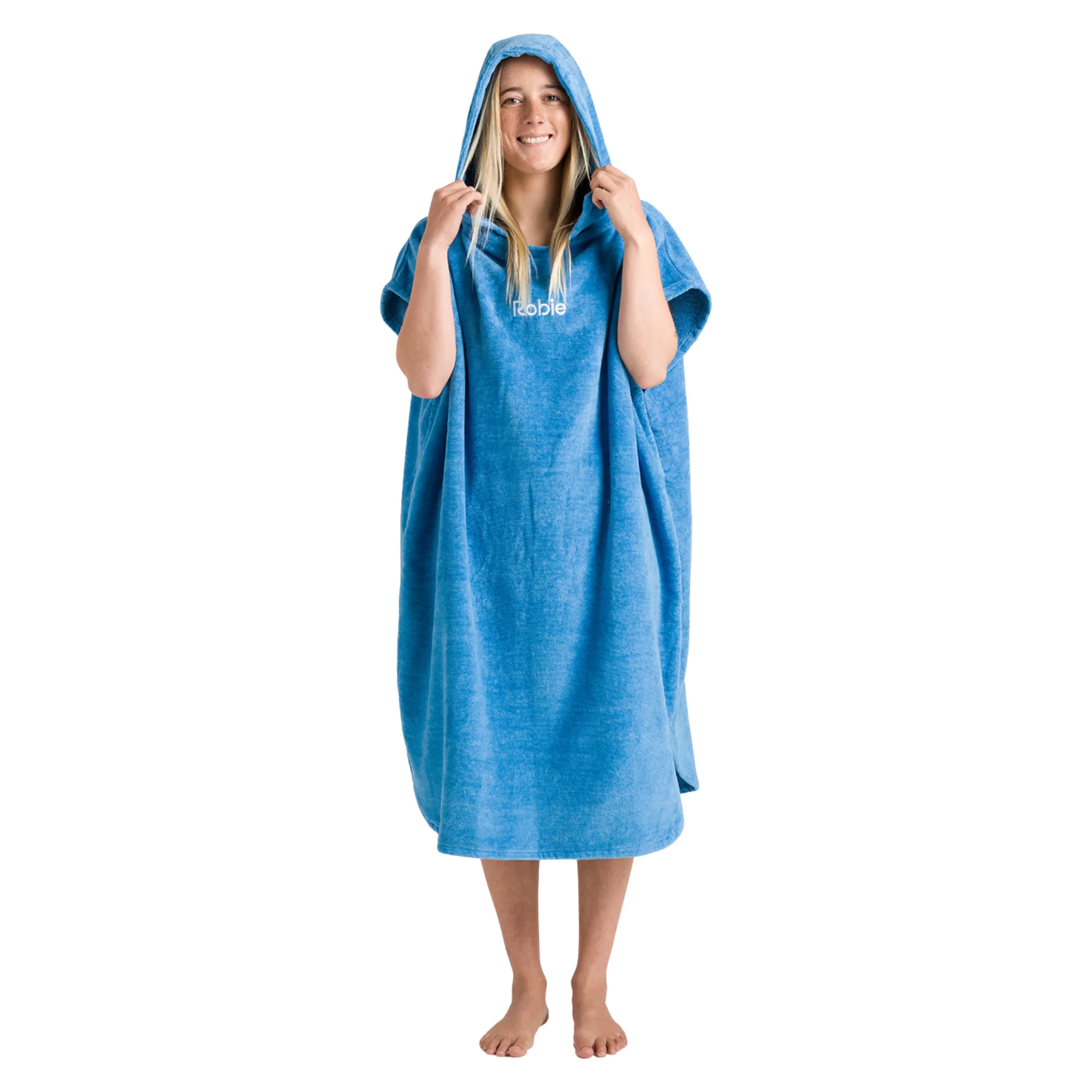 Robie Original - Adult Unisex Hooded Short Sleeve Changing Robe (Cornflower Blue)