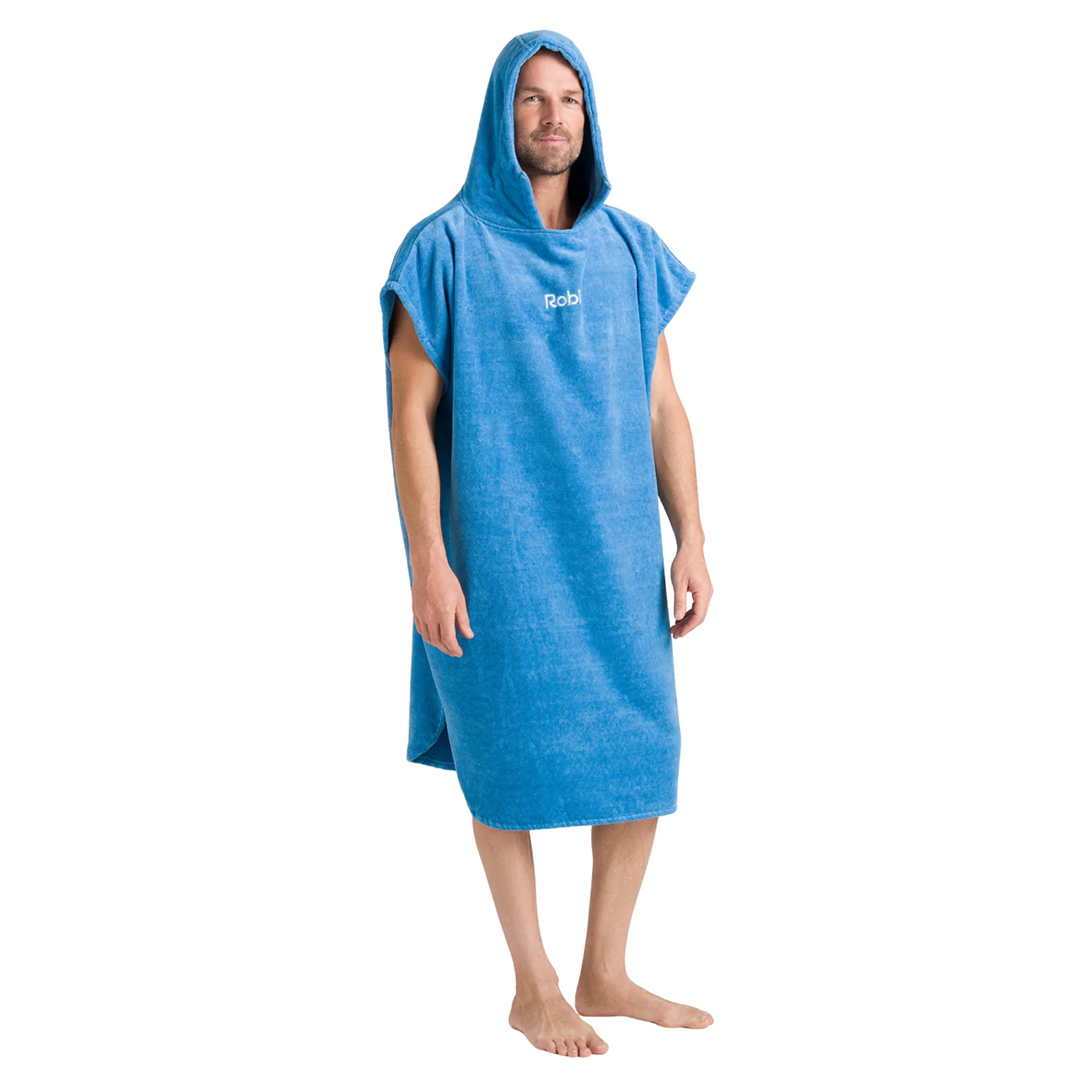 Robie Original - Adult Unisex Hooded Short Sleeve Changing Robe (Cornflower Blue) - Image 2