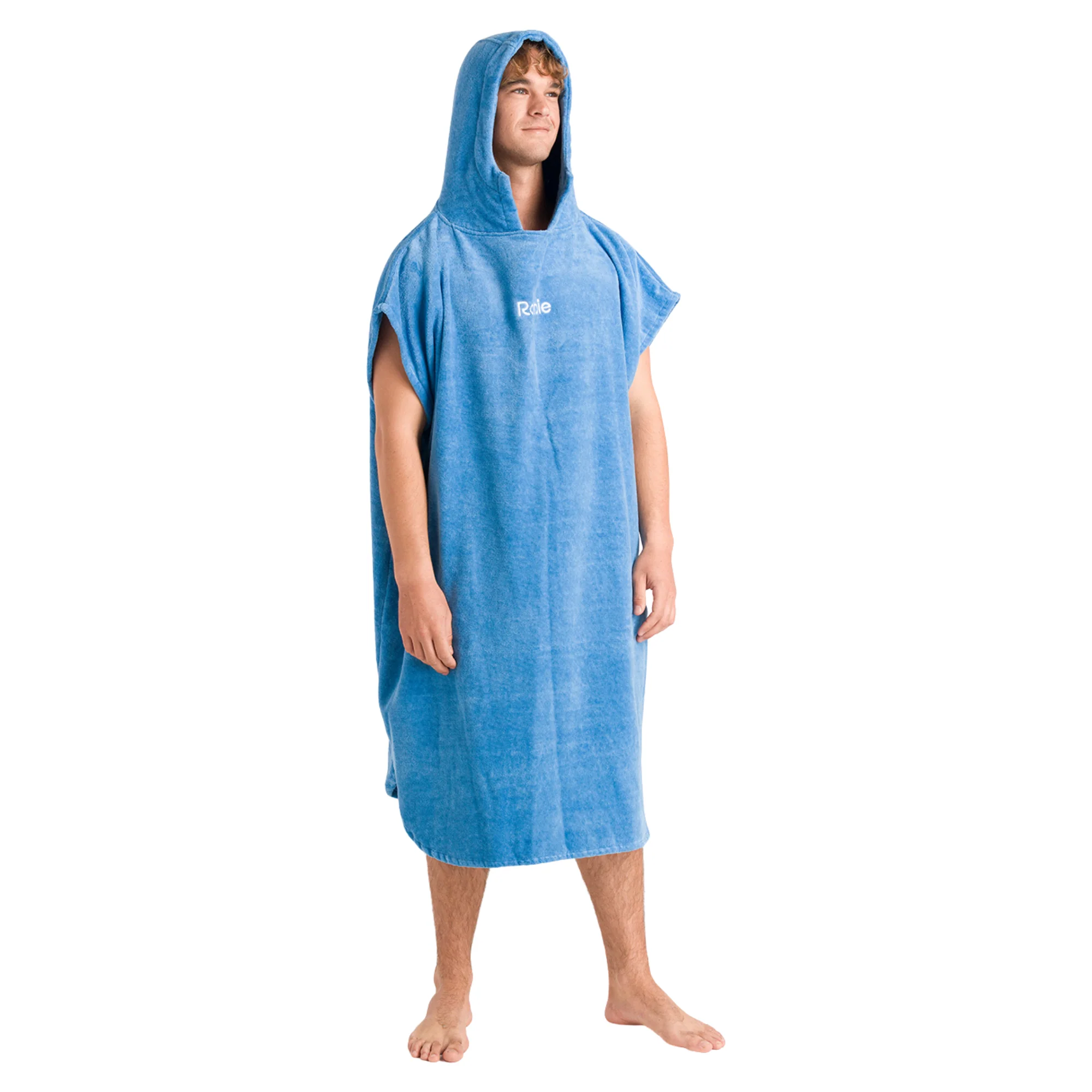 Robie Original - Adult Unisex Hooded Short Sleeve Changing Robe (Cornflower Blue) - Image 4