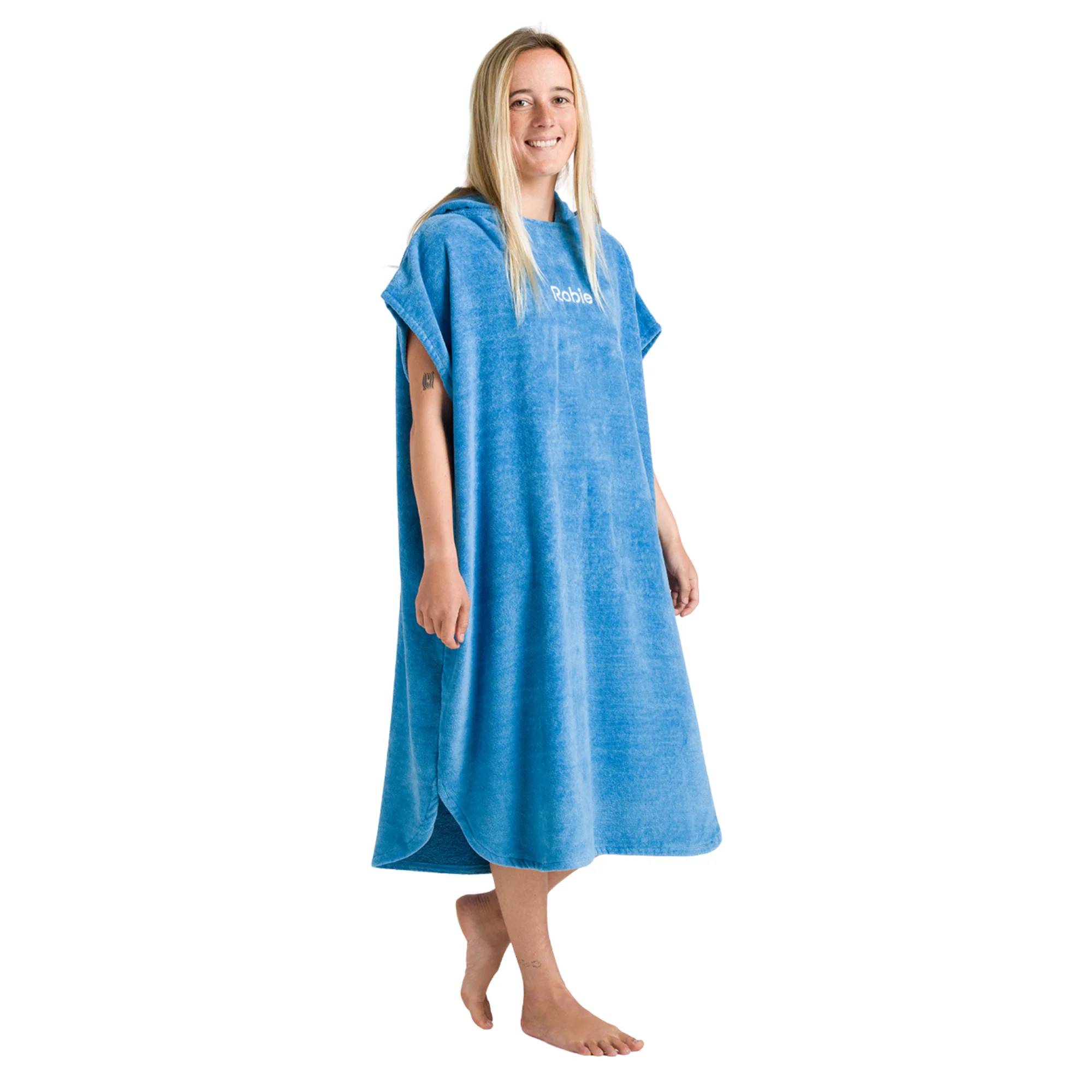 Robie Original - Adult Unisex Hooded Short Sleeve Changing Robe (Cornflower Blue) - Image 5