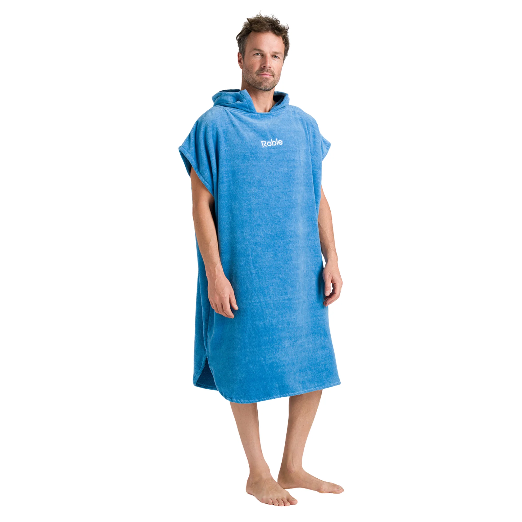 Robie Original - Adult Unisex Hooded Short Sleeve Changing Robe (Cornflower Blue) - Image 6