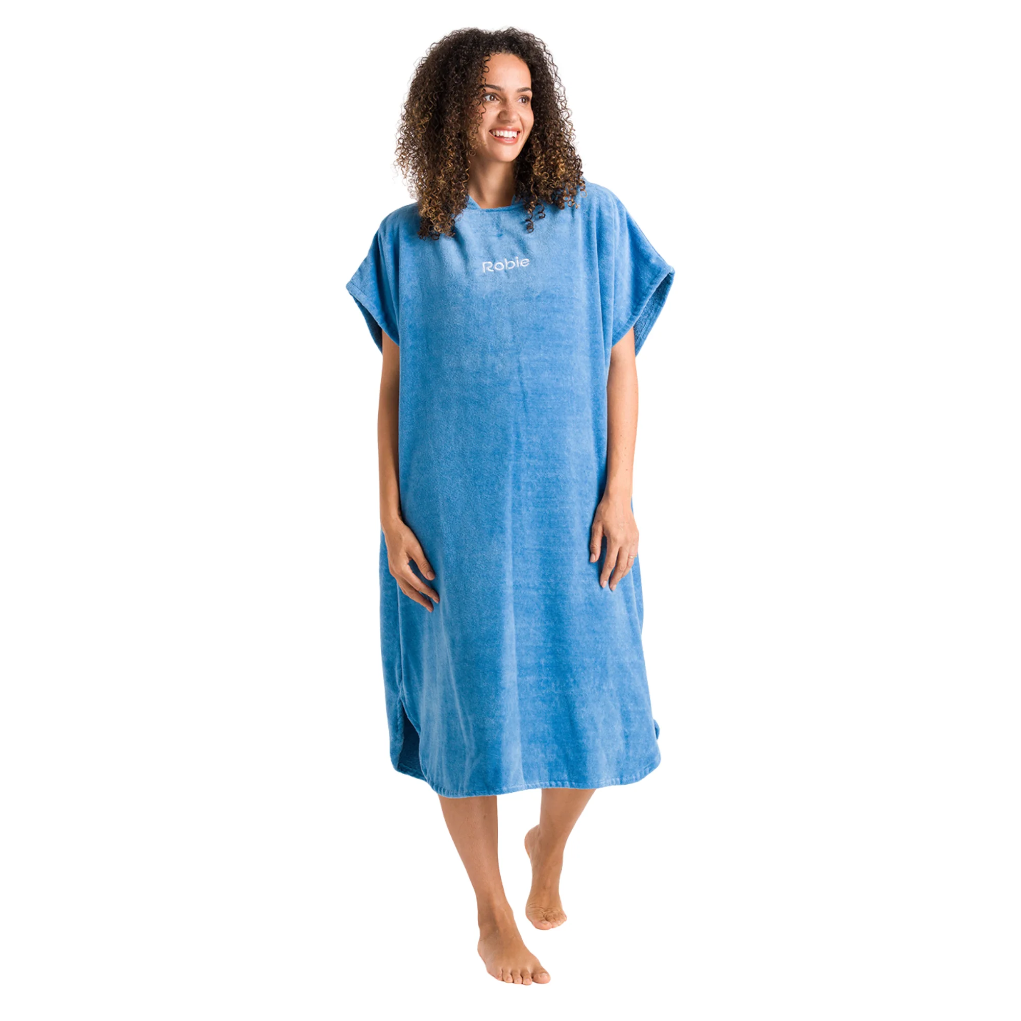Robie Original - Adult Unisex Hooded Short Sleeve Changing Robe (Cornflower Blue) - Image 7