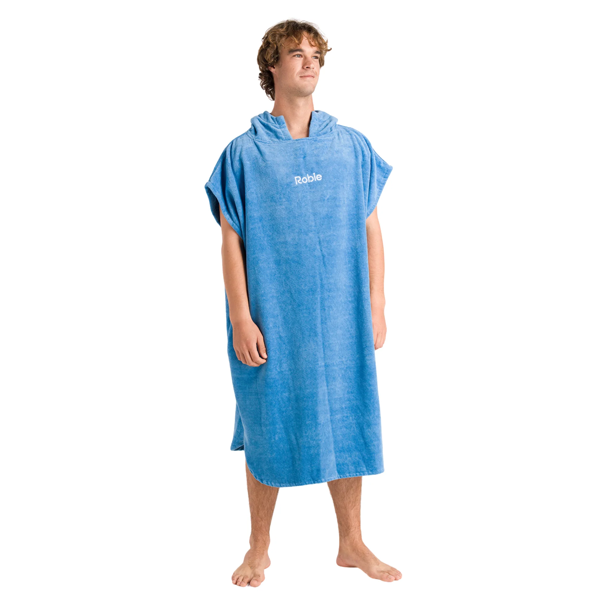 Robie Original - Adult Unisex Hooded Short Sleeve Changing Robe (Cornflower Blue) - Image 8
