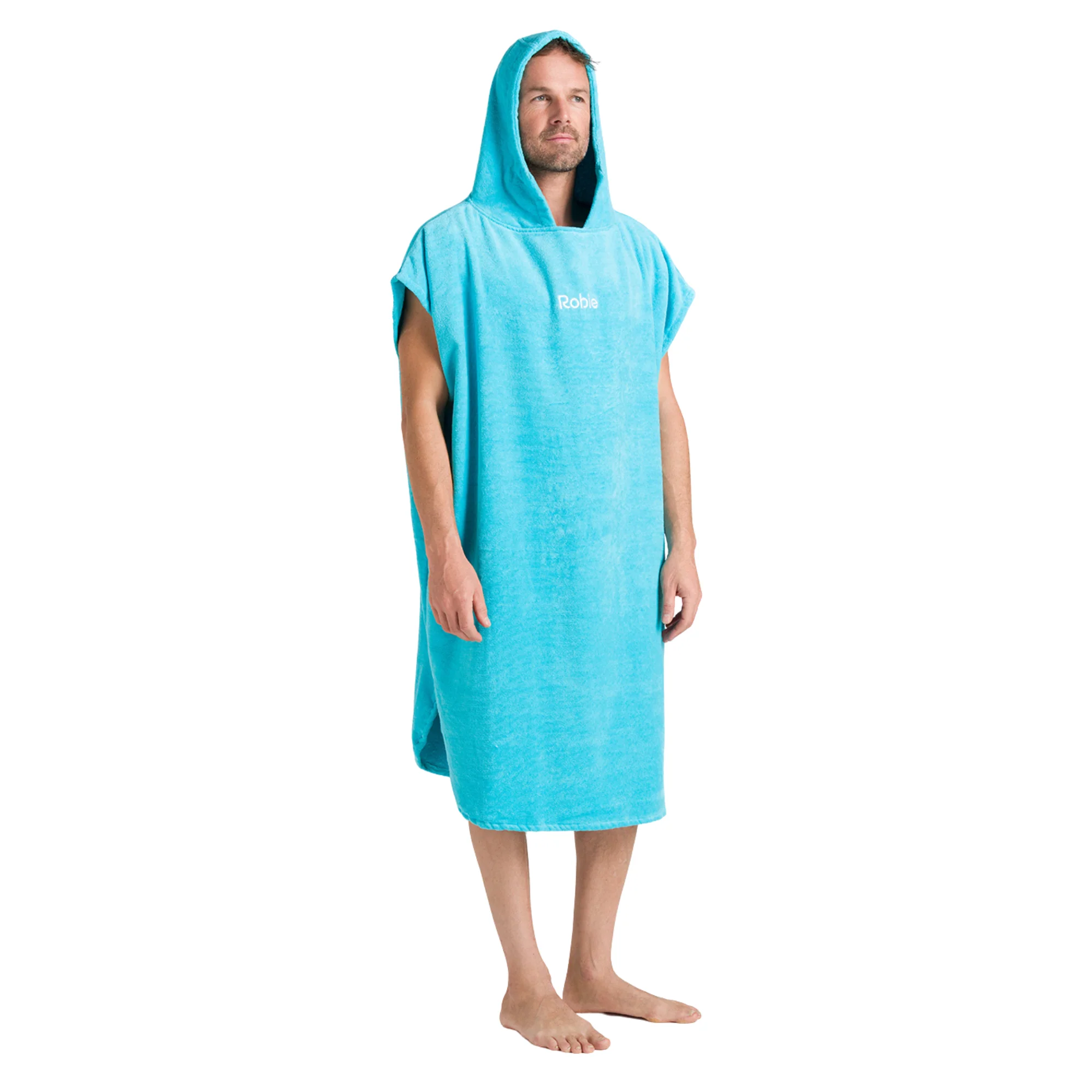 Robie Original - Adult Unisex Hooded Short Sleeve Changing Robe (Hawaiian Blue) - Image 3